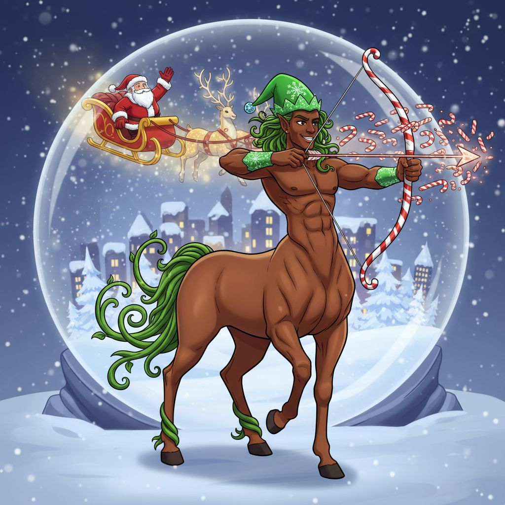 Sagittarius Christmas-Themed Hoodie Three Panel Fleece Pullover