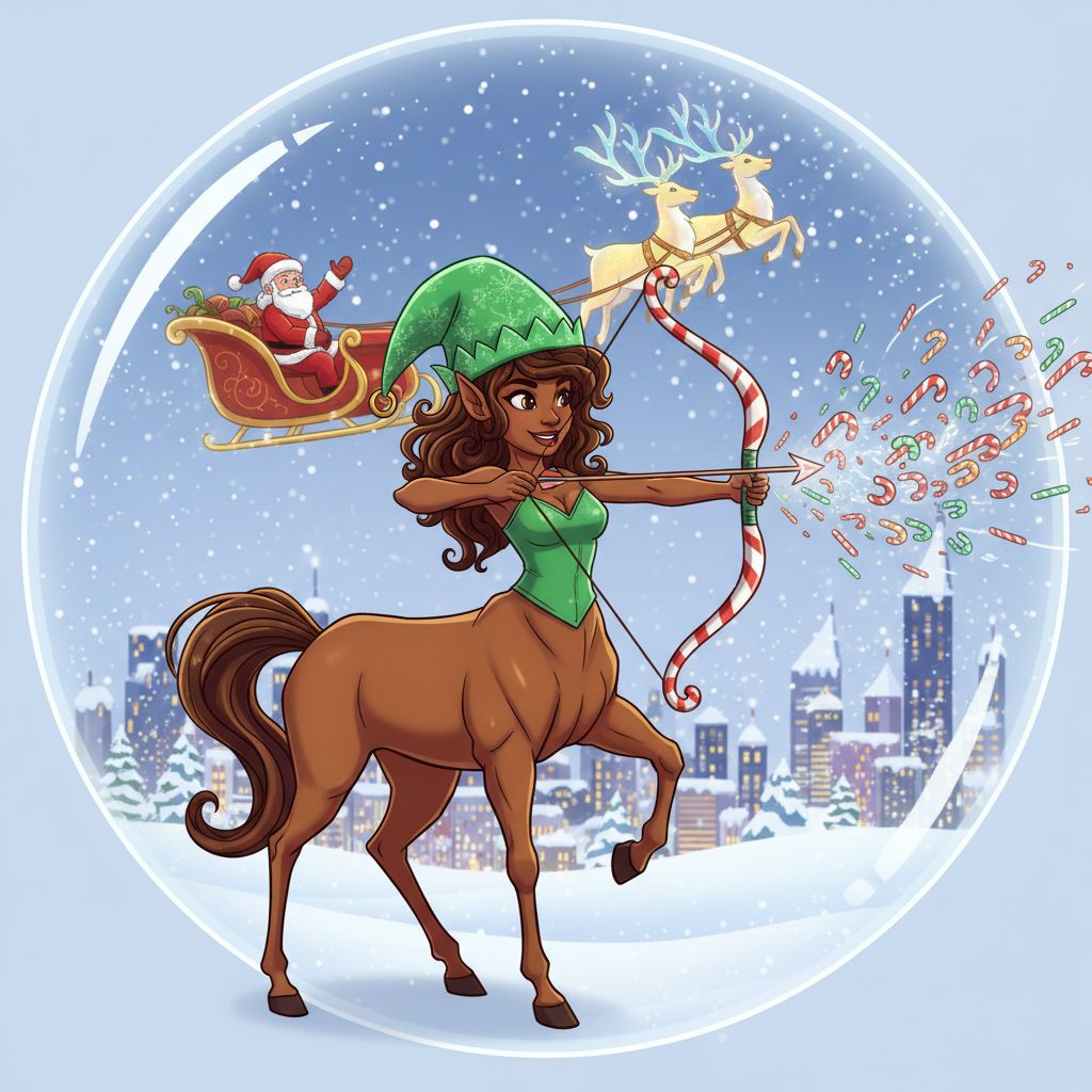 Sagittarius Christmas-Themed Three Panel Hoodie #2 Fleece Pullover