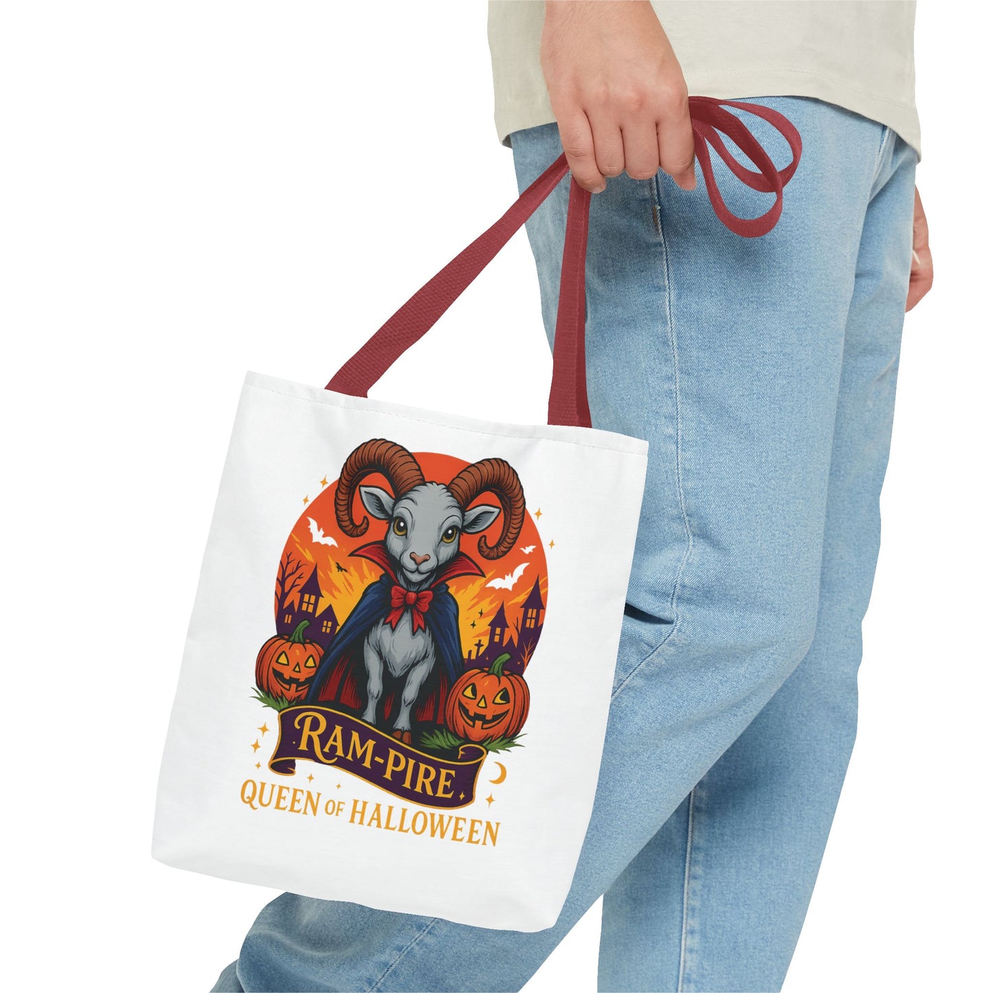 Aries Halloween Ram-Pire Queen Tote Bag, Spooky Aries Tote, Halloween Party Accessory, Gift for Aries, Halloween Decor