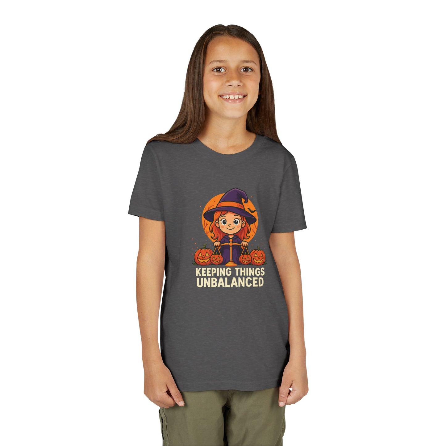Libra Halloween Themed Youth Tee, Libra "Keeping Things Unbalanced" Design, Kids Halloween Shirt, Trick or Treat T-Shirt, Libra Zodiac Gift