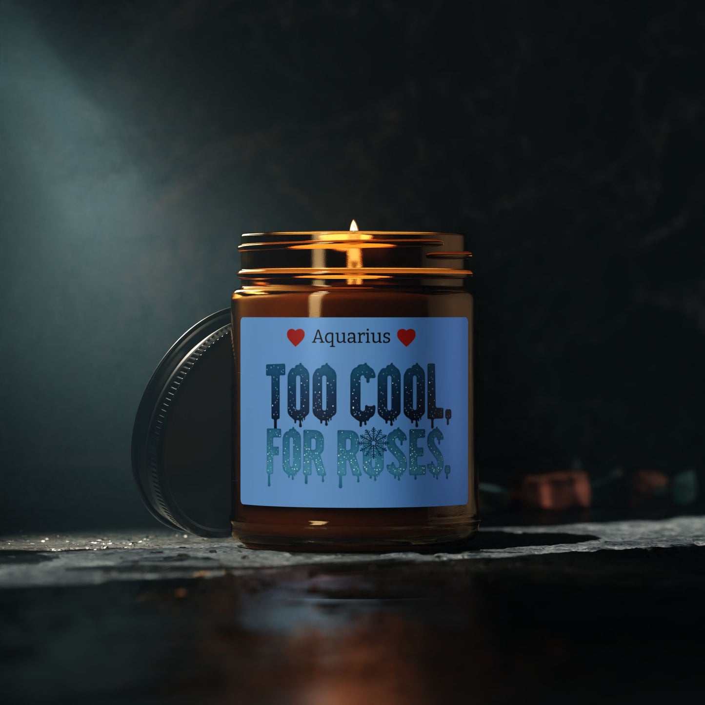 Aquarius 'Too Cool for Roses' Scented Soy Candle — Amber Jar