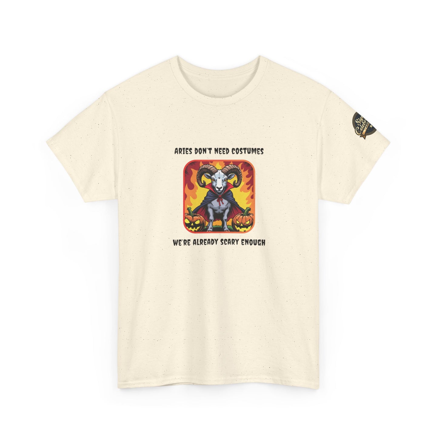 Aries Halloween Heavy Cotton Tee - Perfect for Men, Everyday Wear, Halloween Costume Alternative, Aries Gift