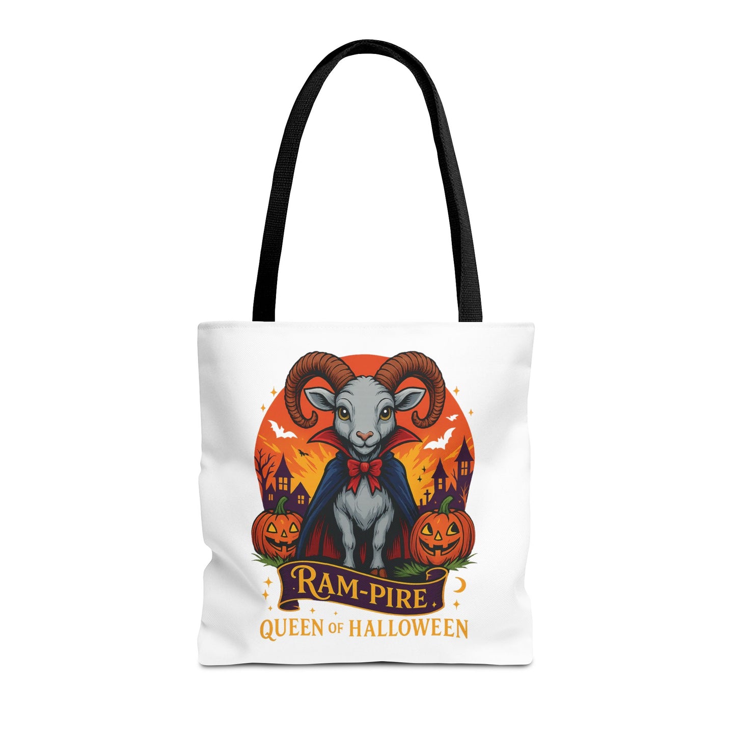 Aries Halloween Ram-Pire Queen Tote Bag, Spooky Aries Tote, Halloween Party Accessory, Gift for Aries, Halloween Decor