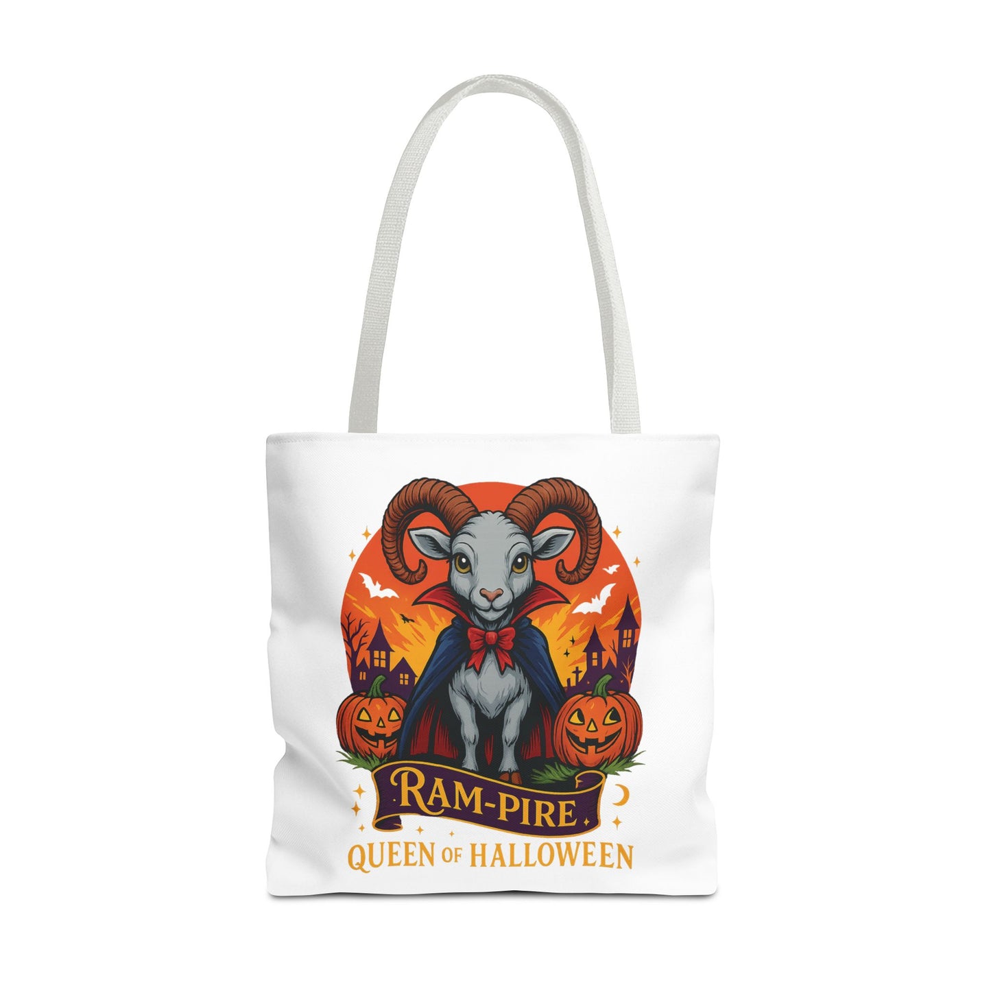 Aries Halloween Ram-Pire Queen Tote Bag, Spooky Aries Tote, Halloween Party Accessory, Gift for Aries, Halloween Decor