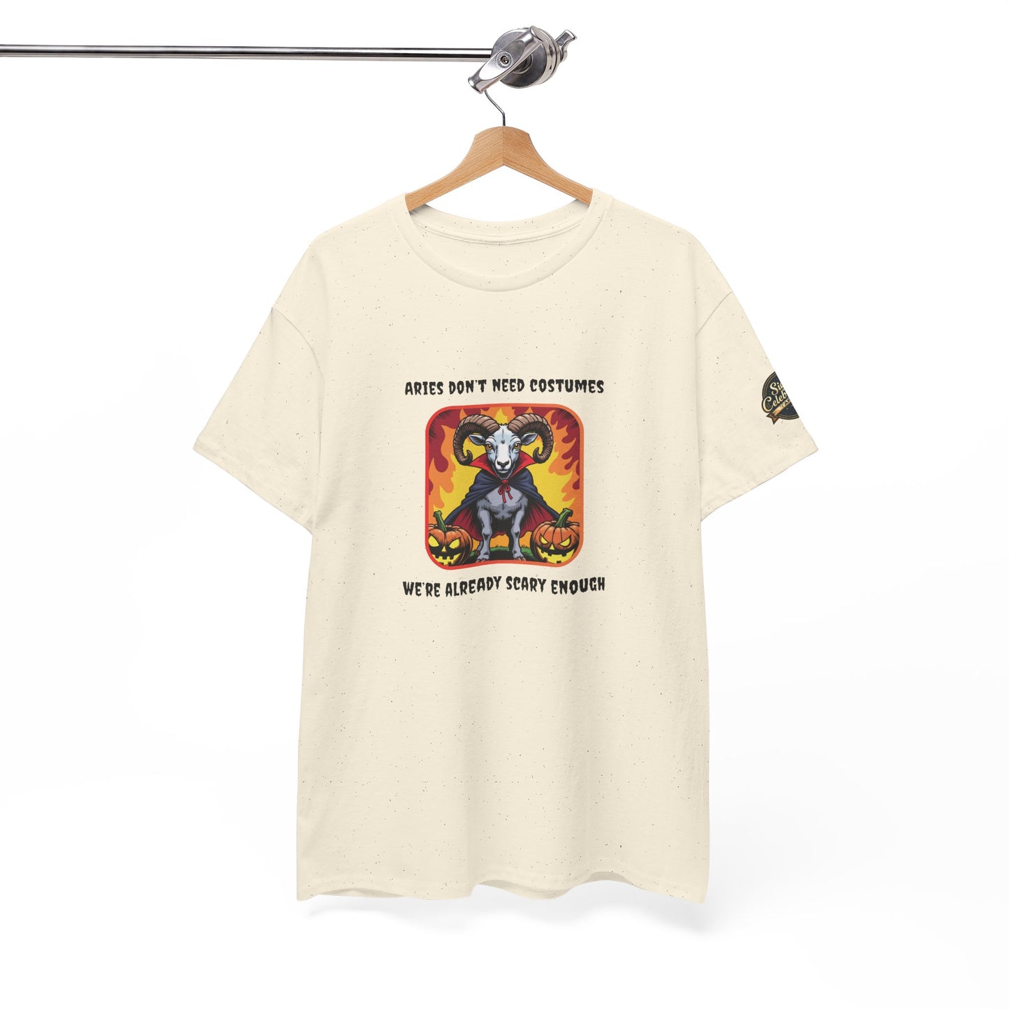 Aries Halloween Heavy Cotton Tee - Perfect for Men, Everyday Wear, Halloween Costume Alternative, Aries Gift