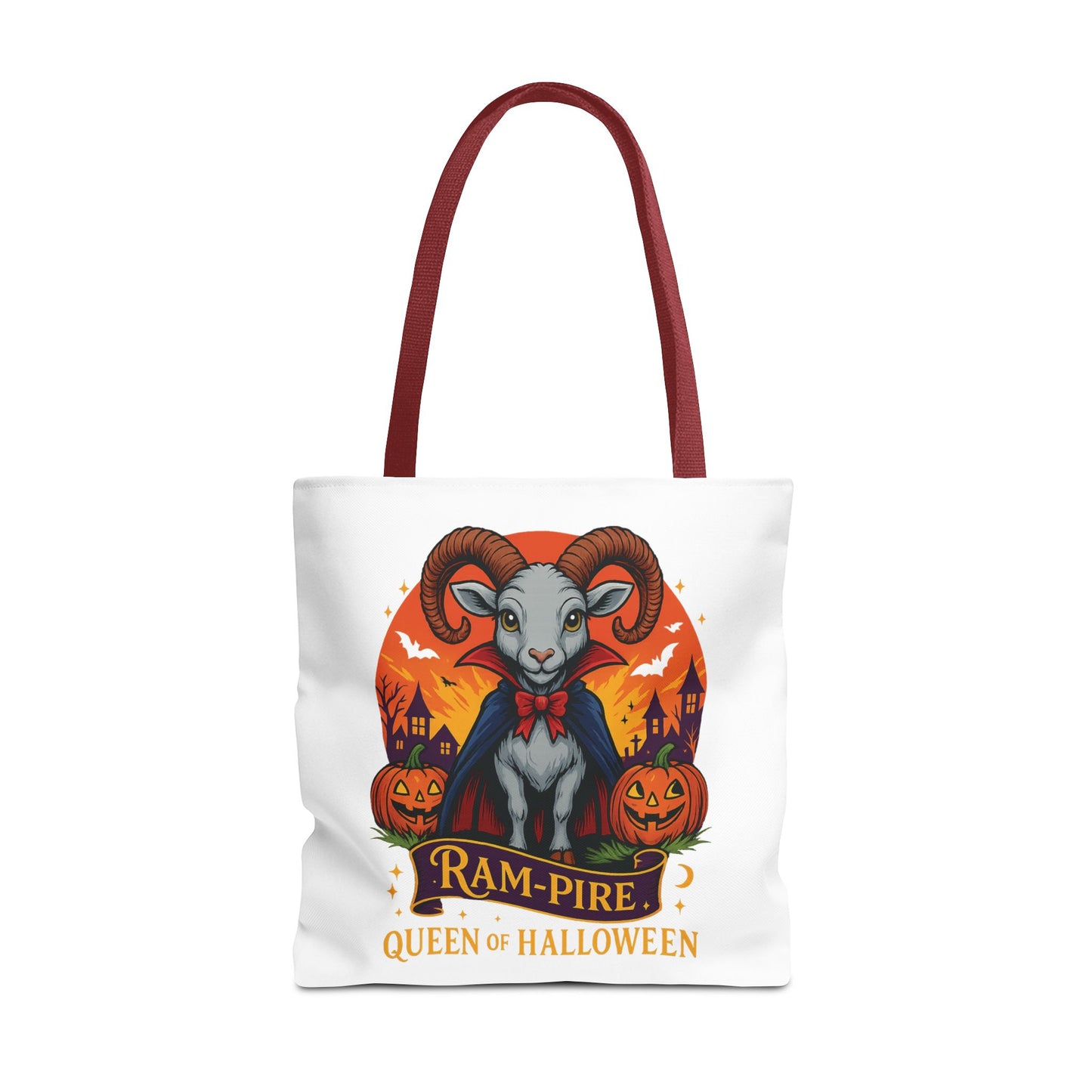 Aries Halloween Ram-Pire Queen Tote Bag, Spooky Aries Tote, Halloween Party Accessory, Gift for Aries, Halloween Decor