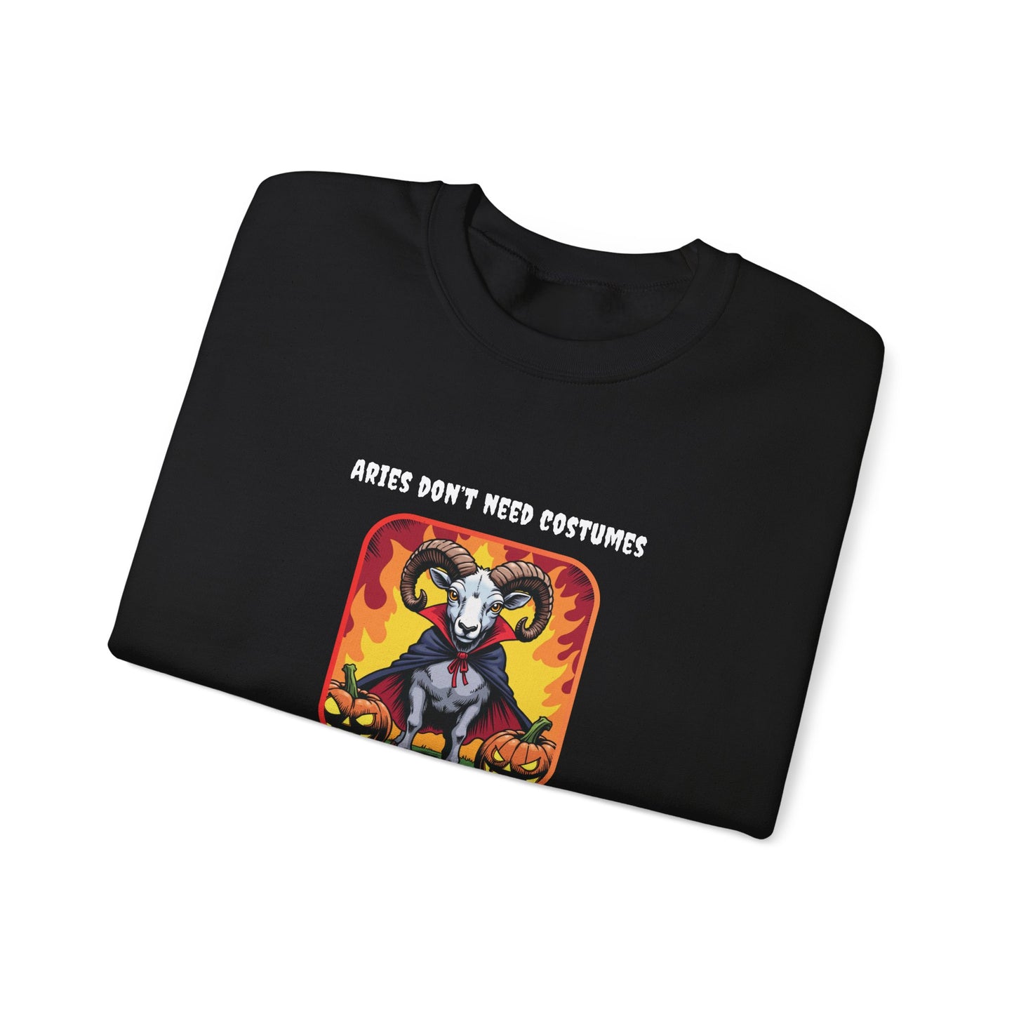 Halloween Aries-Inspired Crewneck Sweatshirt for Men - Perfect for Spooky Season, Aries Gift , Zodiac Gifts, Comfortable Style