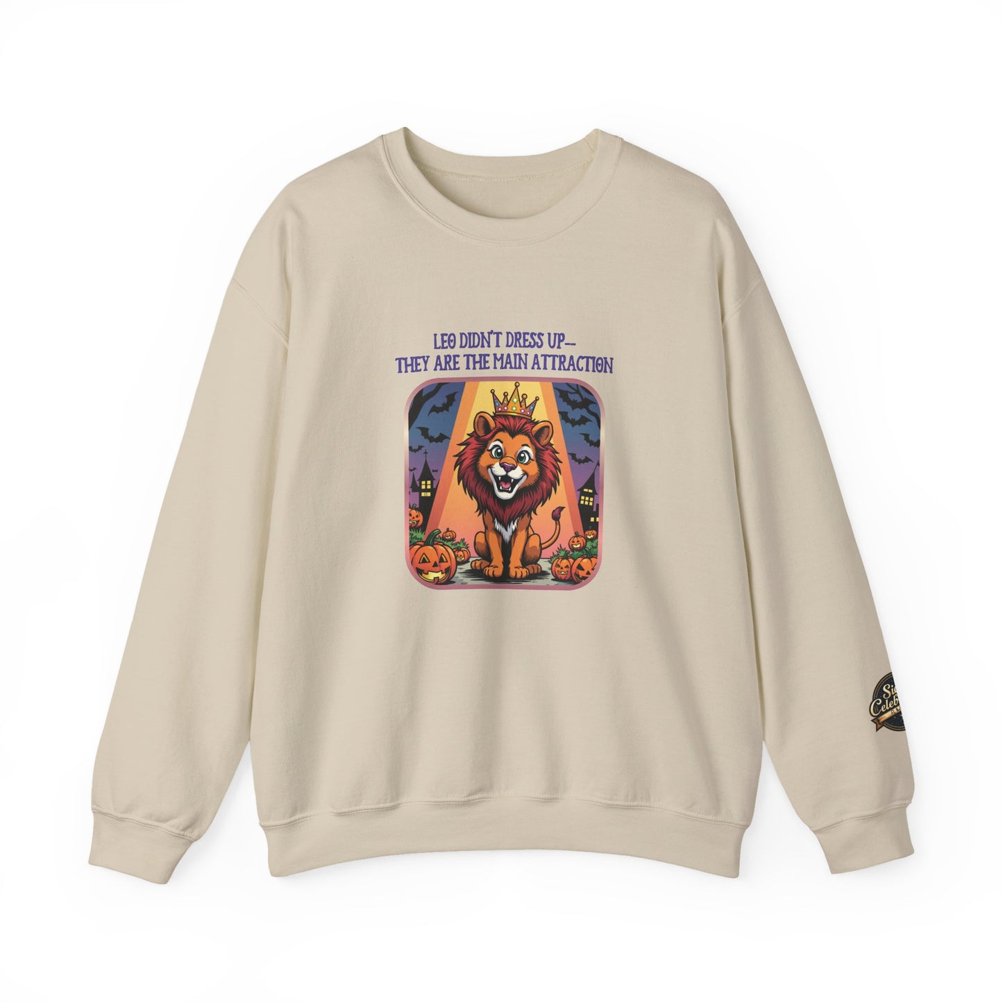 Leo Halloween Inspired Ladies Crewneck Sweatshirt, Cozy Astrology Gift, Halloween Apparel, Zodiac Inspired Clothing