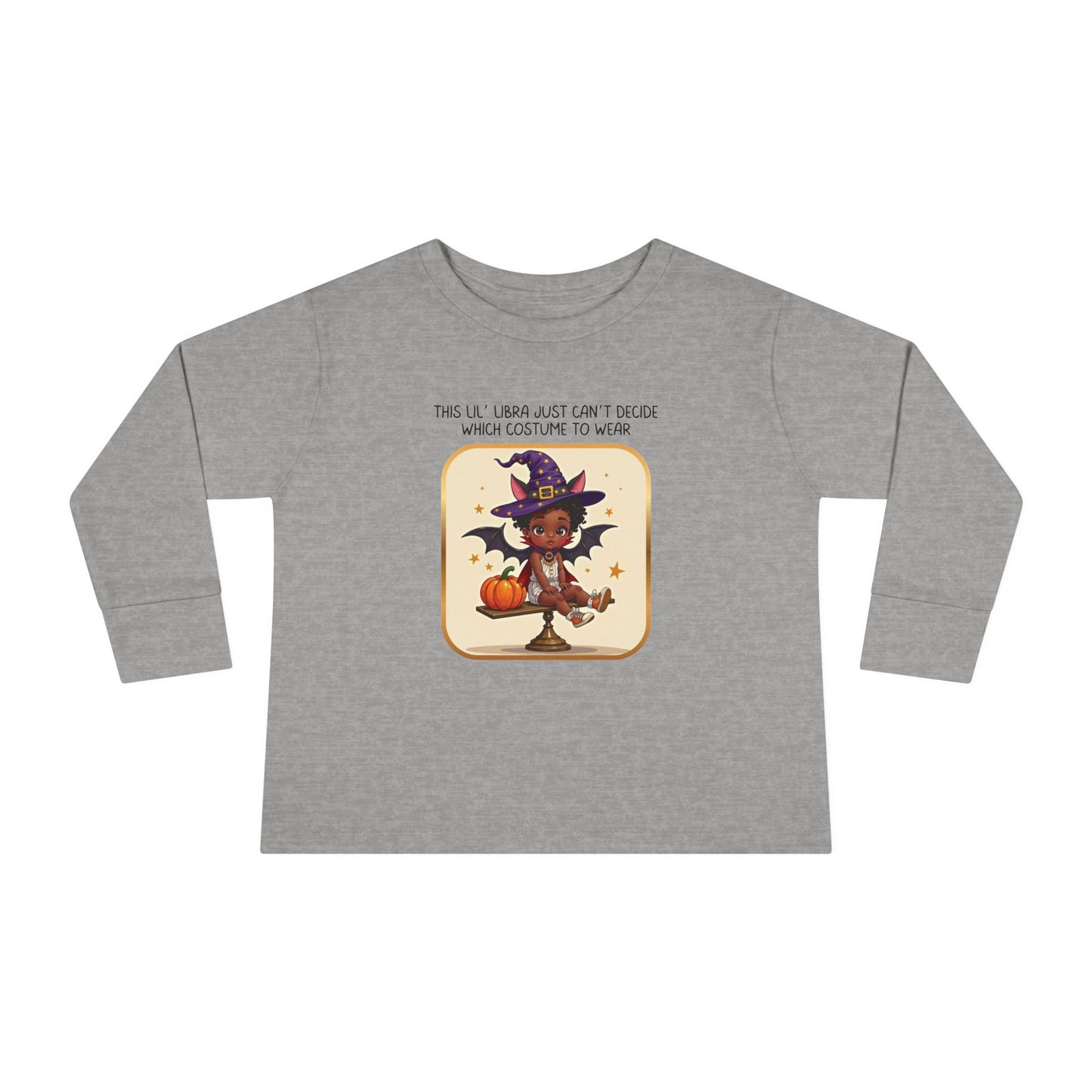 Halloween-themed Libra Long Sleeve Tee - Libra Fashion for Kids, Spooky Season Outfit, Boo-tiful Gift, Trick or Treat Shirt, Zodiac Gift