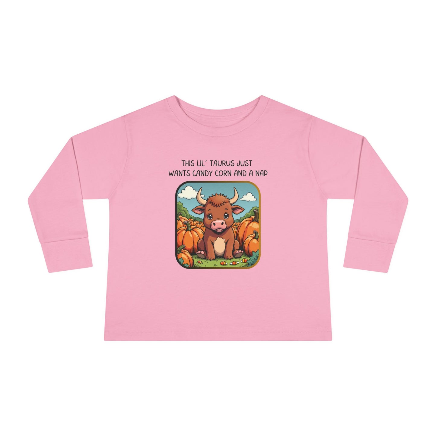 Taurus Halloween Long Sleeve Tee - Taurus Fashion for Kids, Spooky Season Outfit, Boo-tiful Gift, Trick or Treat Shirt, Zodiac Gift