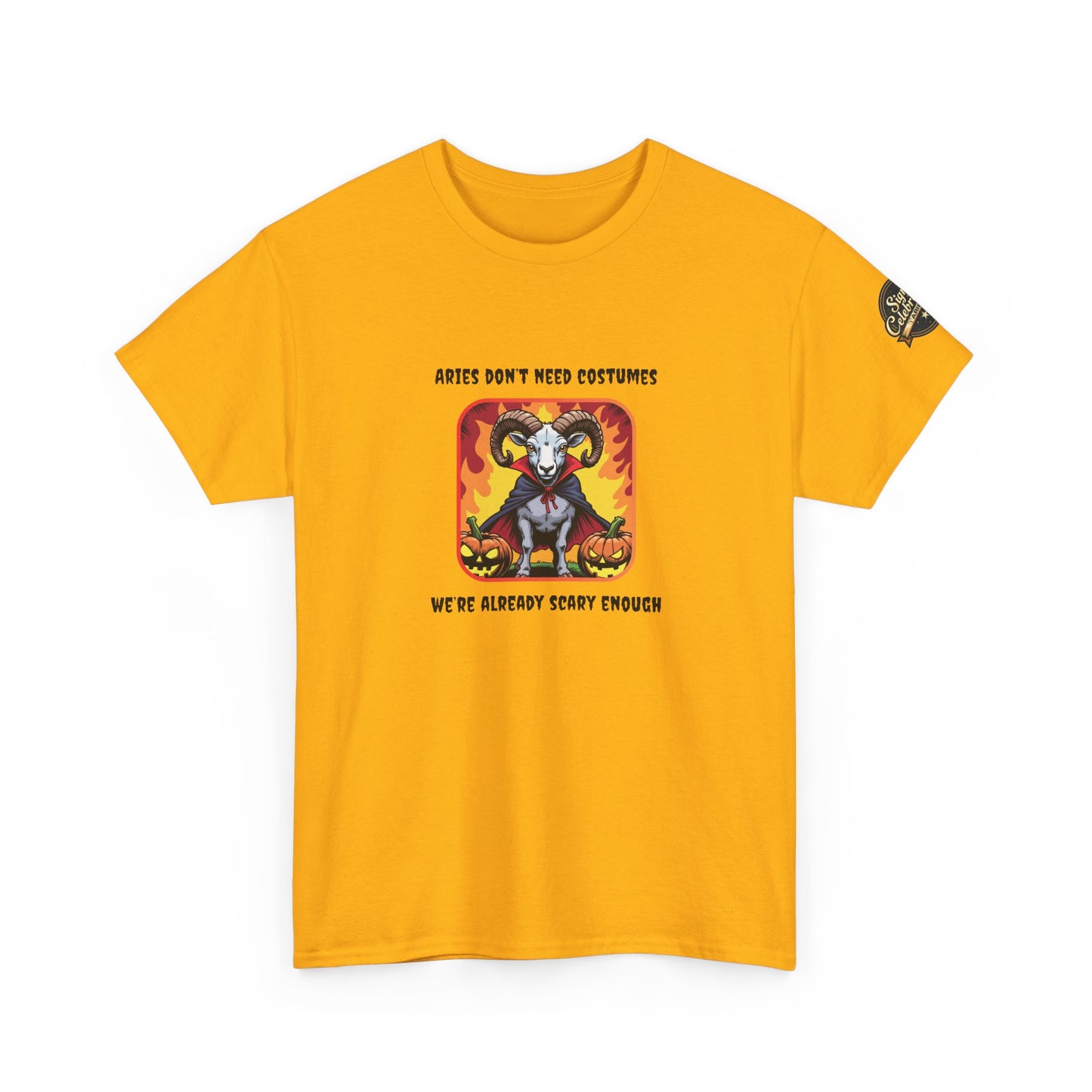 Aries Halloween Heavy Cotton Tee - Perfect for Men, Everyday Wear, Halloween Costume Alternative, Aries Gift