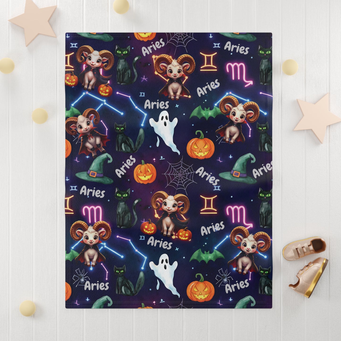 Aries Astrology Halloween-Themed Baby Blanket
