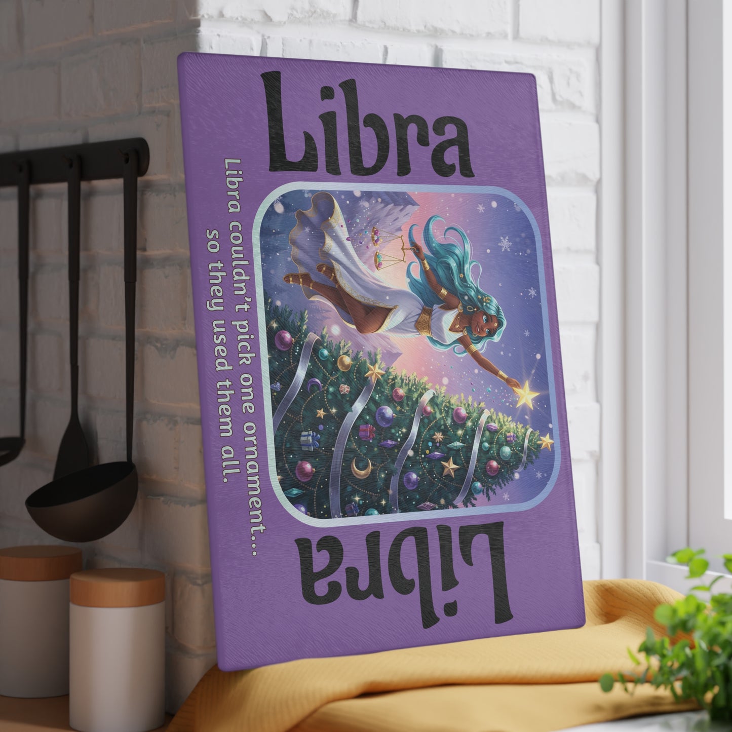 Libra Christmas Glass Cutting Board