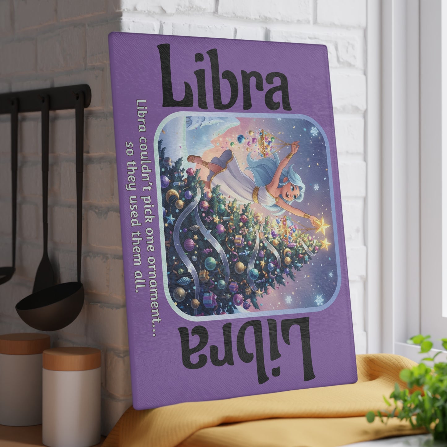 Libra Christmas Glass Cutting Board #2