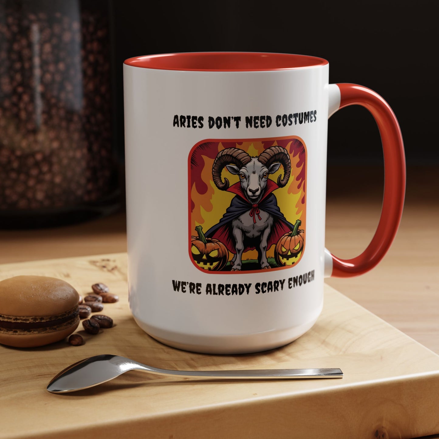 Funny Aries Coffee Mug, Halloween Gift, Scary Aries Mug, Zodiac Sign Mug, Unique Coffee Cup