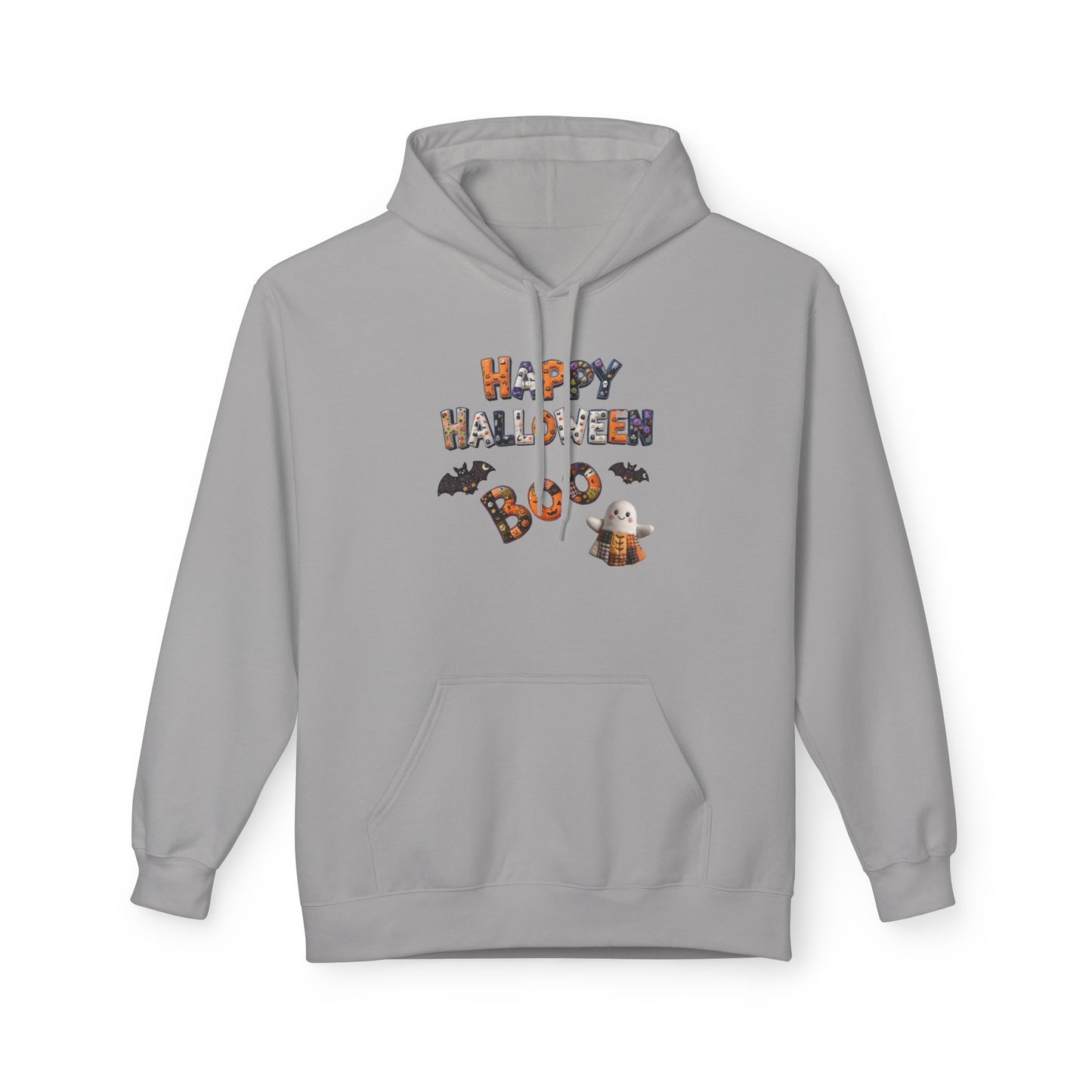 Halloween Boo Patchwork Fleece Hoodie, Unisex Sweatshirt