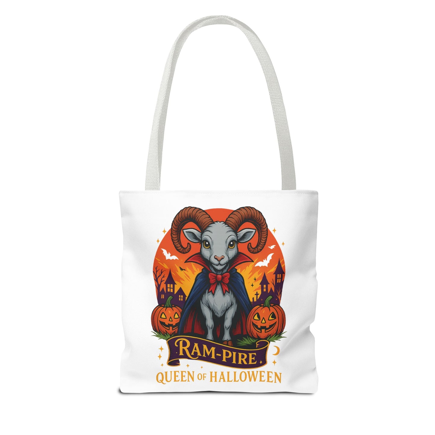 Aries Halloween Ram-Pire Queen Tote Bag, Spooky Aries Tote, Halloween Party Accessory, Gift for Aries, Halloween Decor
