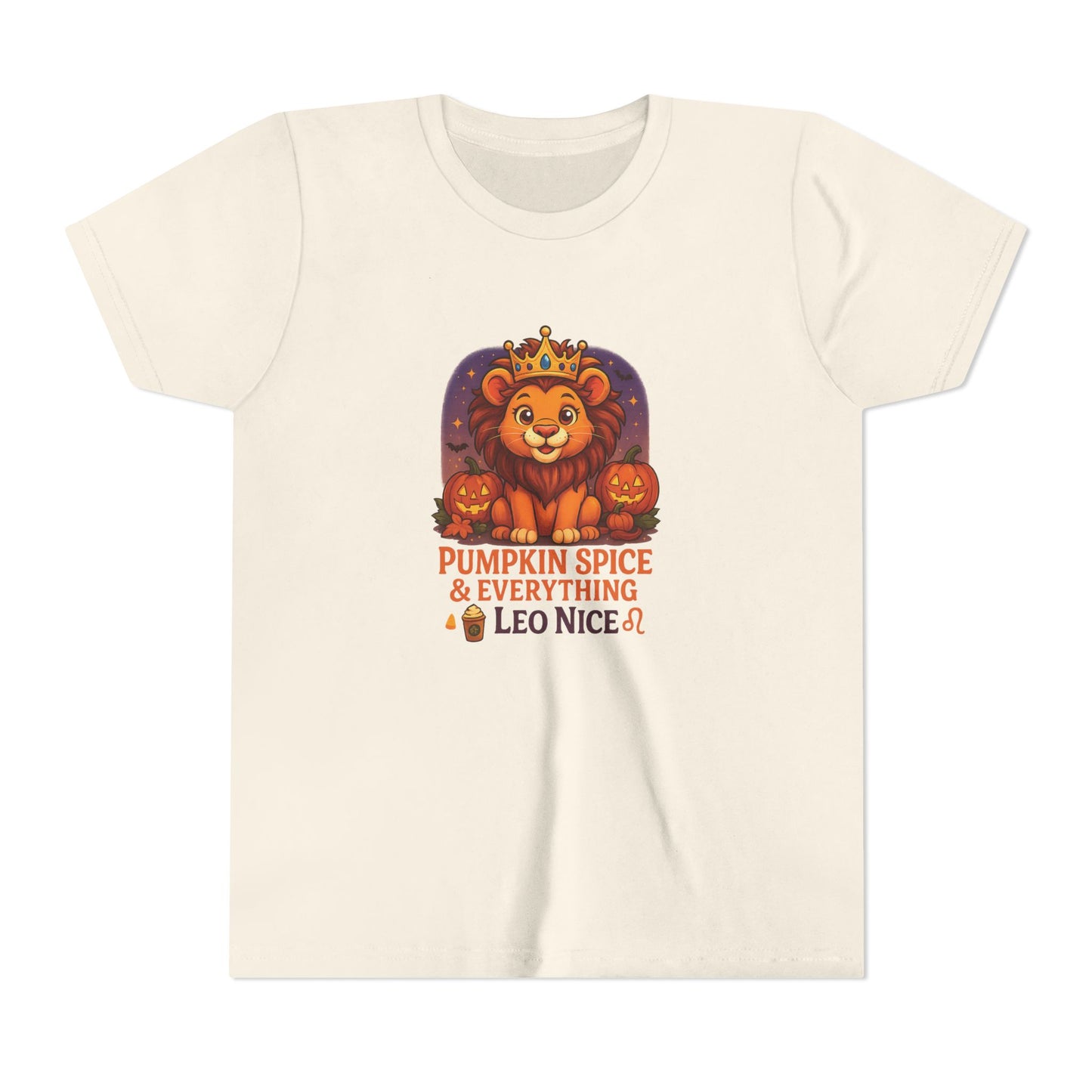 Leo Halloween Themed Youth Tee, Pumpkin Spice Leo Design, Kids Halloween Shirt, Trick or Treat T-Shirt, Halloween Tee, Zodiac Gift for her
