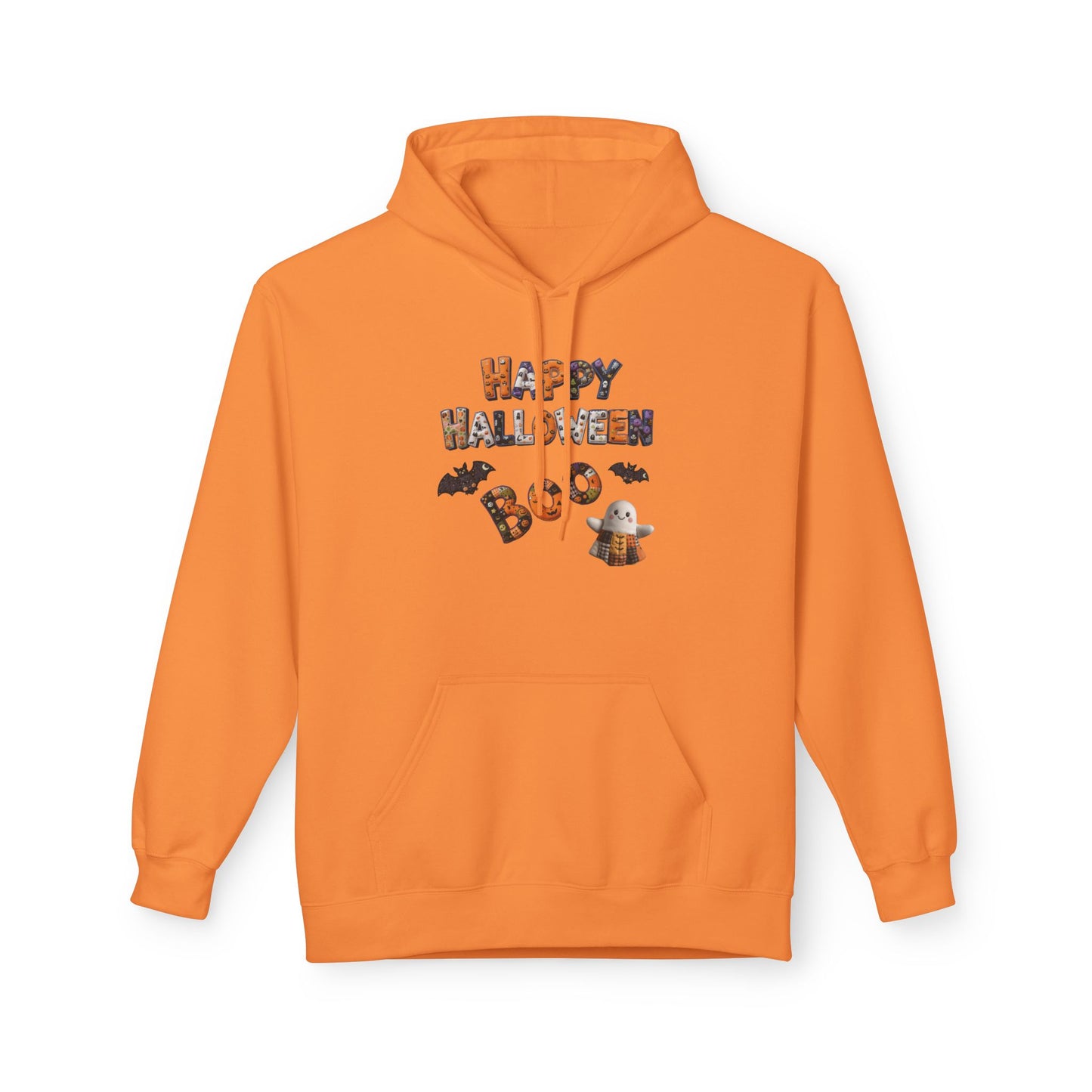 Halloween Boo Patchwork Fleece Hoodie, Unisex Sweatshirt