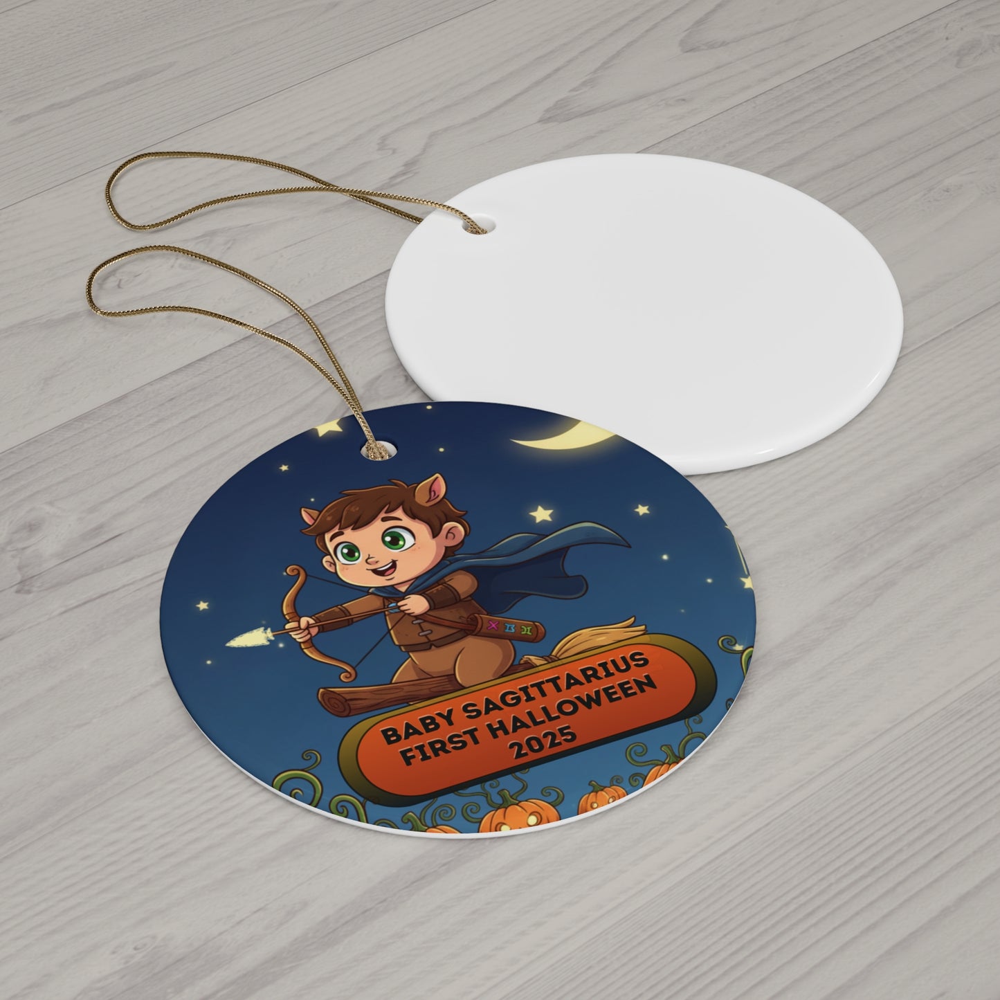 Baby Sagittarius 2025 Halloween Round Ceramic Ornament