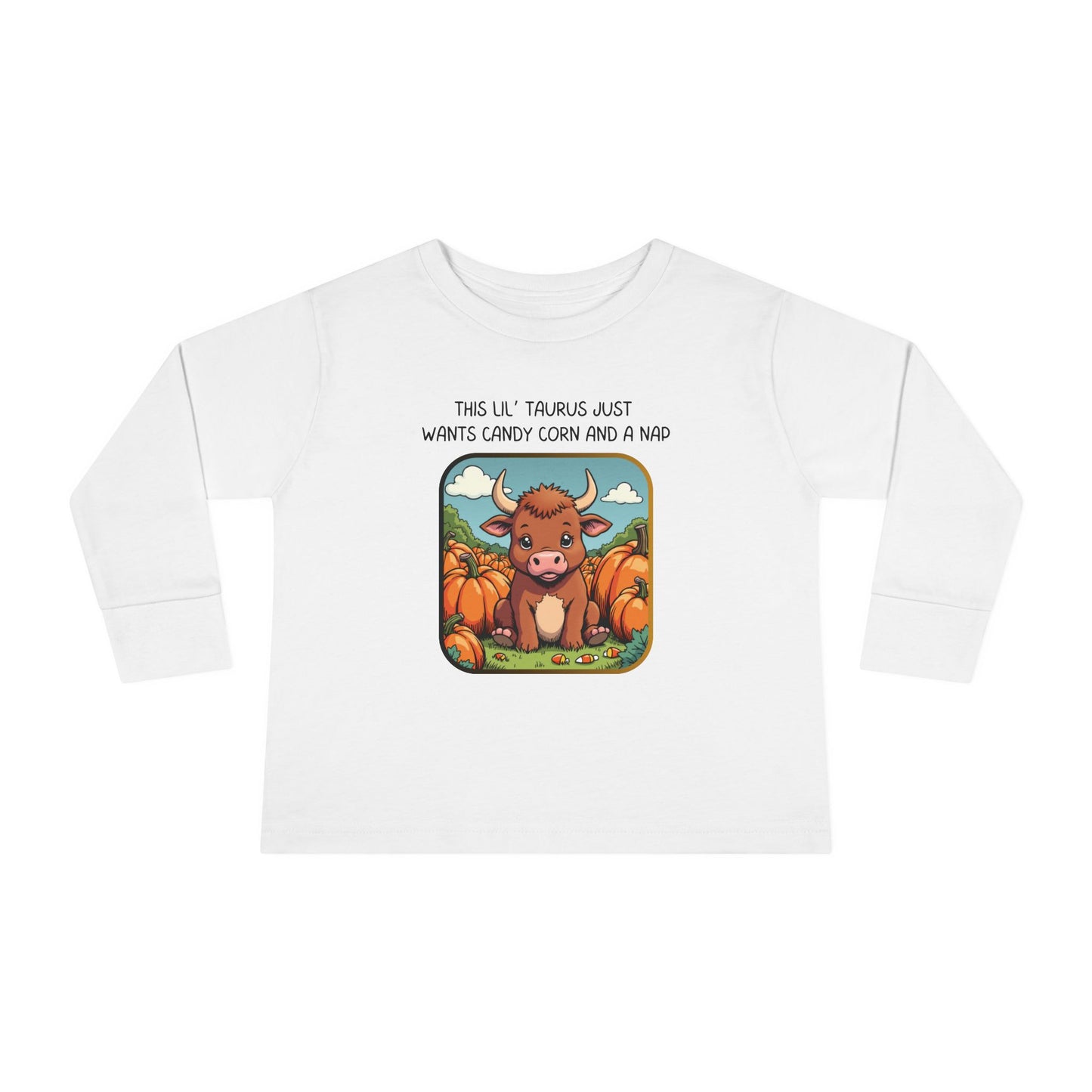 Taurus Halloween Long Sleeve Tee - Taurus Fashion for Kids, Spooky Season Outfit, Boo-tiful Gift, Trick or Treat Shirt, Zodiac Gift