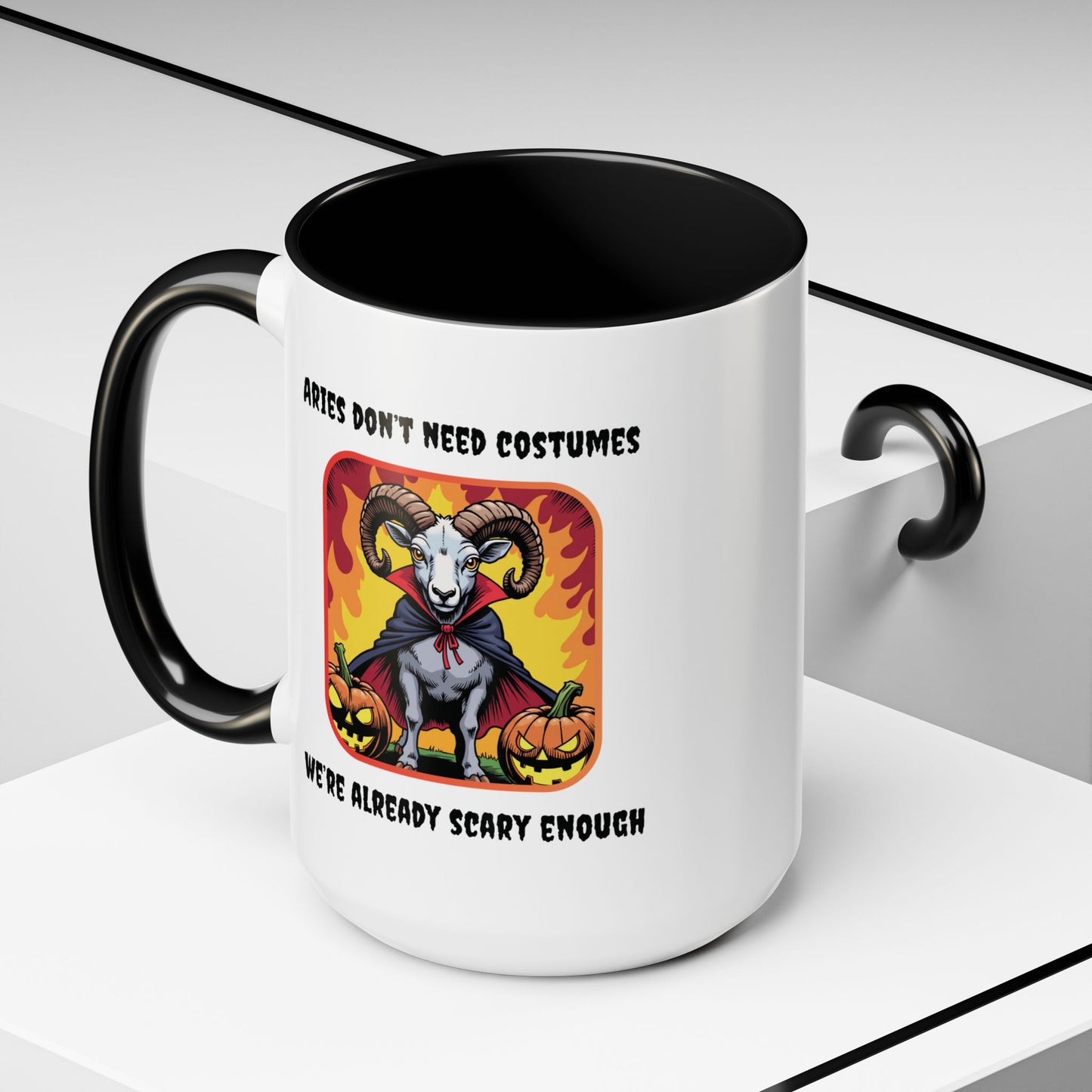 Funny Aries Coffee Mug, Halloween Gift, Scary Aries Mug, Zodiac Sign Mug, Unique Coffee Cup