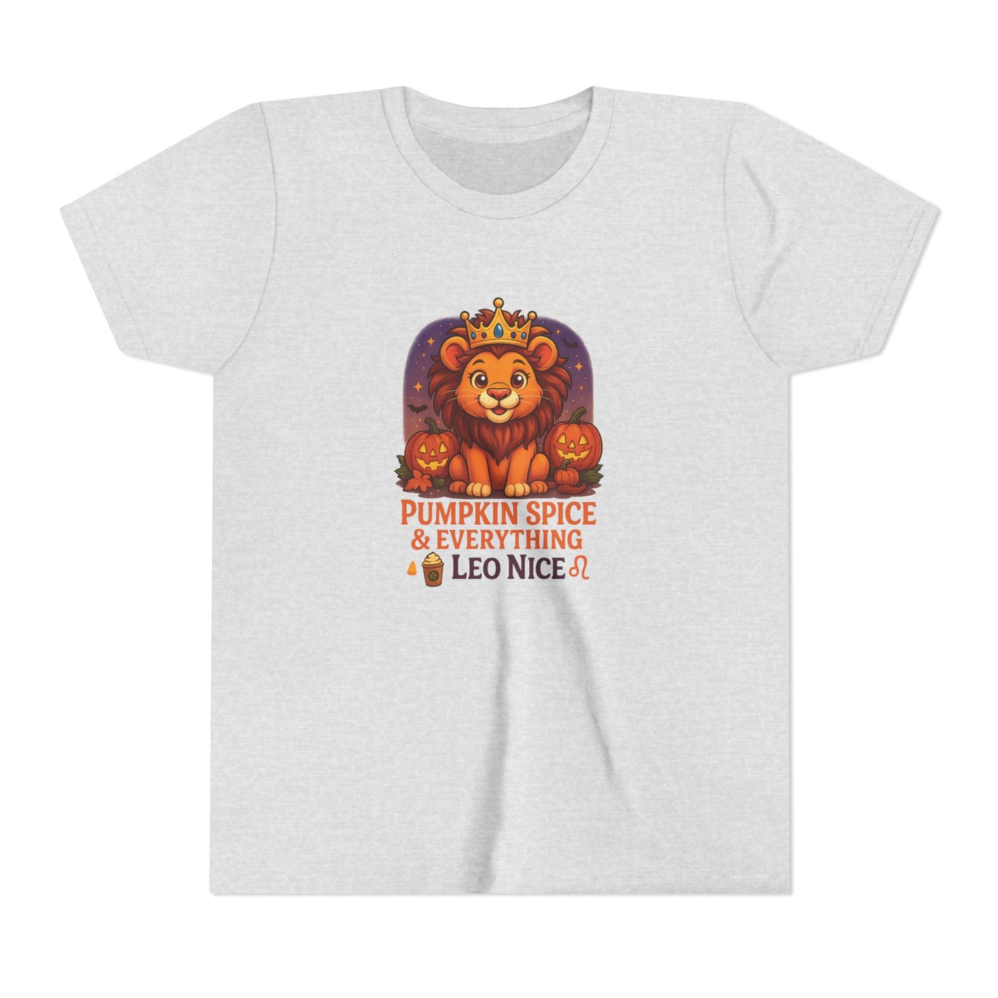 Leo Halloween Themed Youth Tee, Pumpkin Spice Leo Design, Kids Halloween Shirt, Trick or Treat T-Shirt, Halloween Tee, Zodiac Gift for her