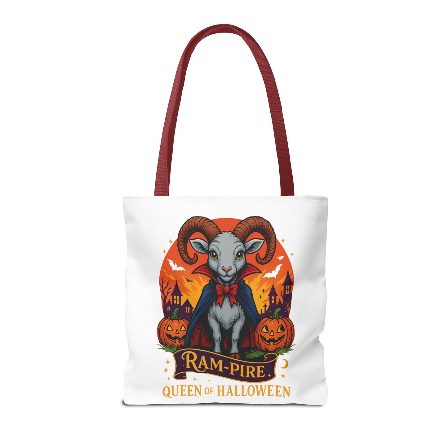 Aries Halloween Ram-Pire Queen Tote Bag, Spooky Aries Tote, Halloween Party Accessory, Gift for Aries, Halloween Decor