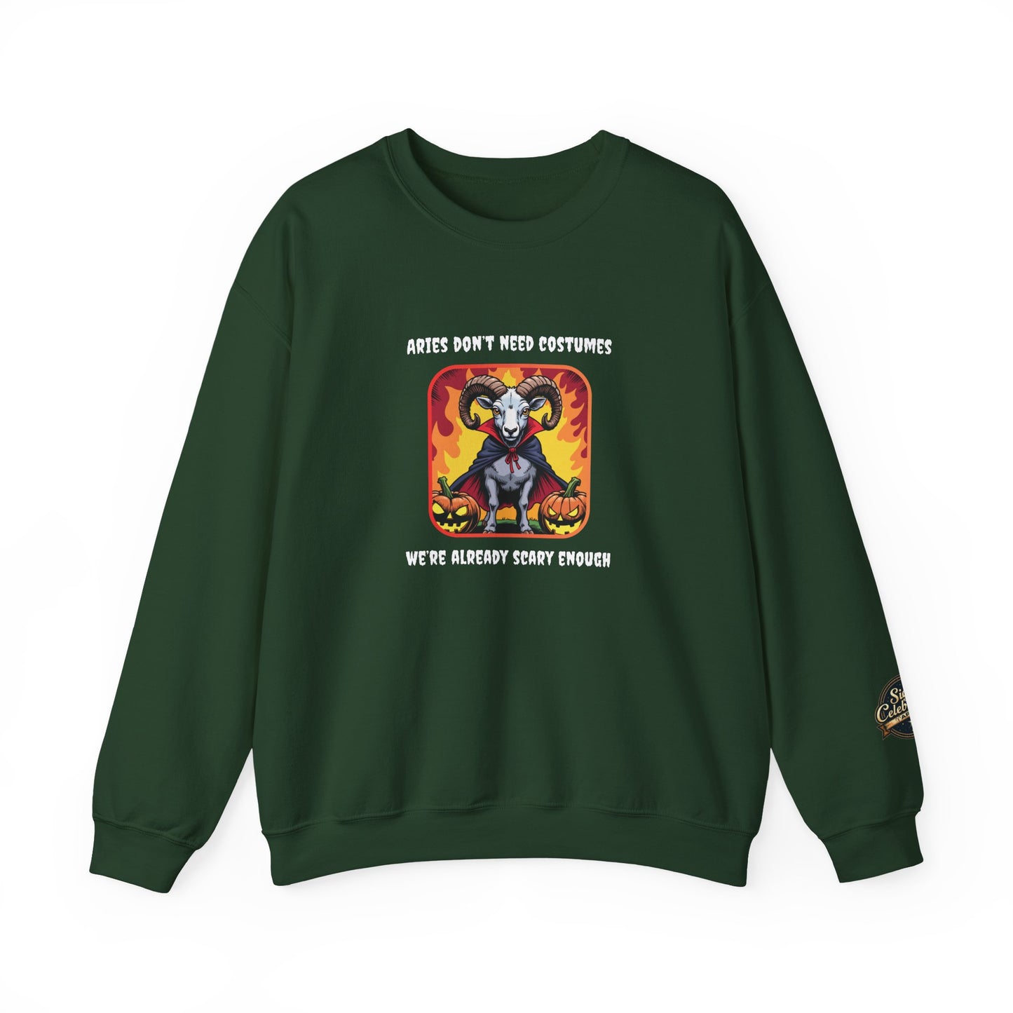 Halloween Aries-Inspired Crewneck Sweatshirt for Men - Perfect for Spooky Season, Aries Gift , Zodiac Gifts, Comfortable Style