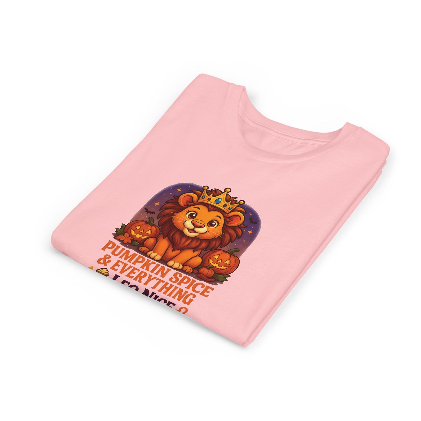 Leo Halloween Themed Youth Tee, Pumpkin Spice Leo Design, Kids Halloween Shirt, Trick or Treat T-Shirt, Halloween Tee, Zodiac Gift for her