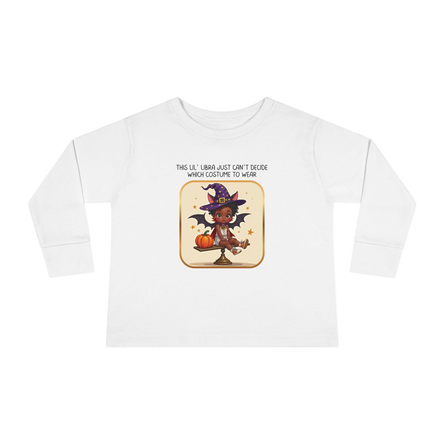 Halloween-themed Libra Long Sleeve Tee - Libra Fashion for Kids, Spooky Season Outfit, Boo-tiful Gift, Trick or Treat Shirt, Zodiac Gift