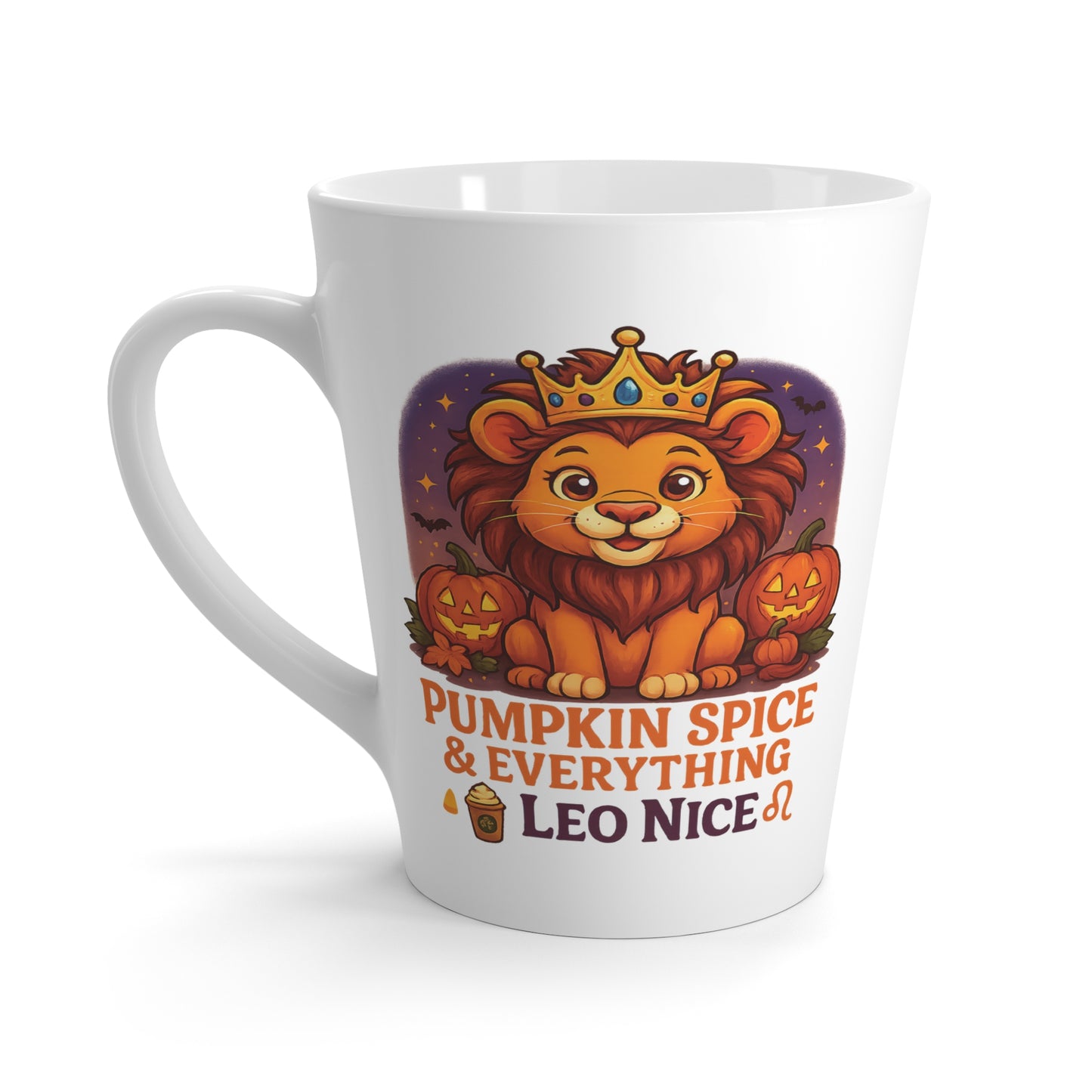 Halloween-Themed Leo Pumpkin Spice Latte Mug - Cozy Fall Latte Cup, Cute Coffee Cup, Birthday Gift for Leo, Halloween Decor, Zodiac Inspired