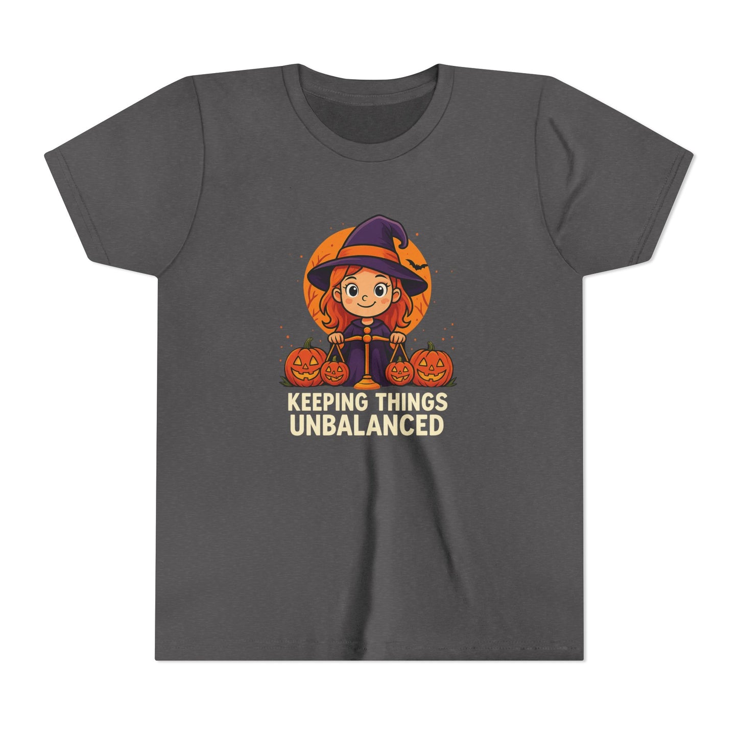 Libra Halloween Themed Youth Tee, Libra "Keeping Things Unbalanced" Design, Kids Halloween Shirt, Trick or Treat T-Shirt, Libra Zodiac Gift