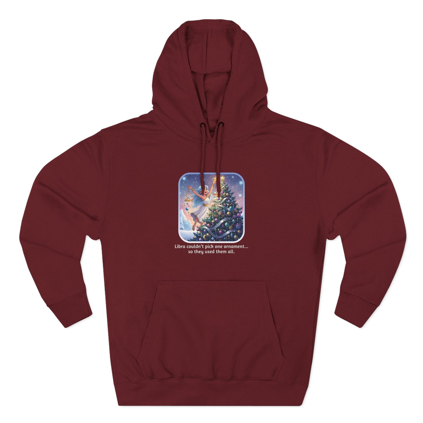 Libra #2 Christmas-Themed Three Panel Fleece Hoodie for Her
