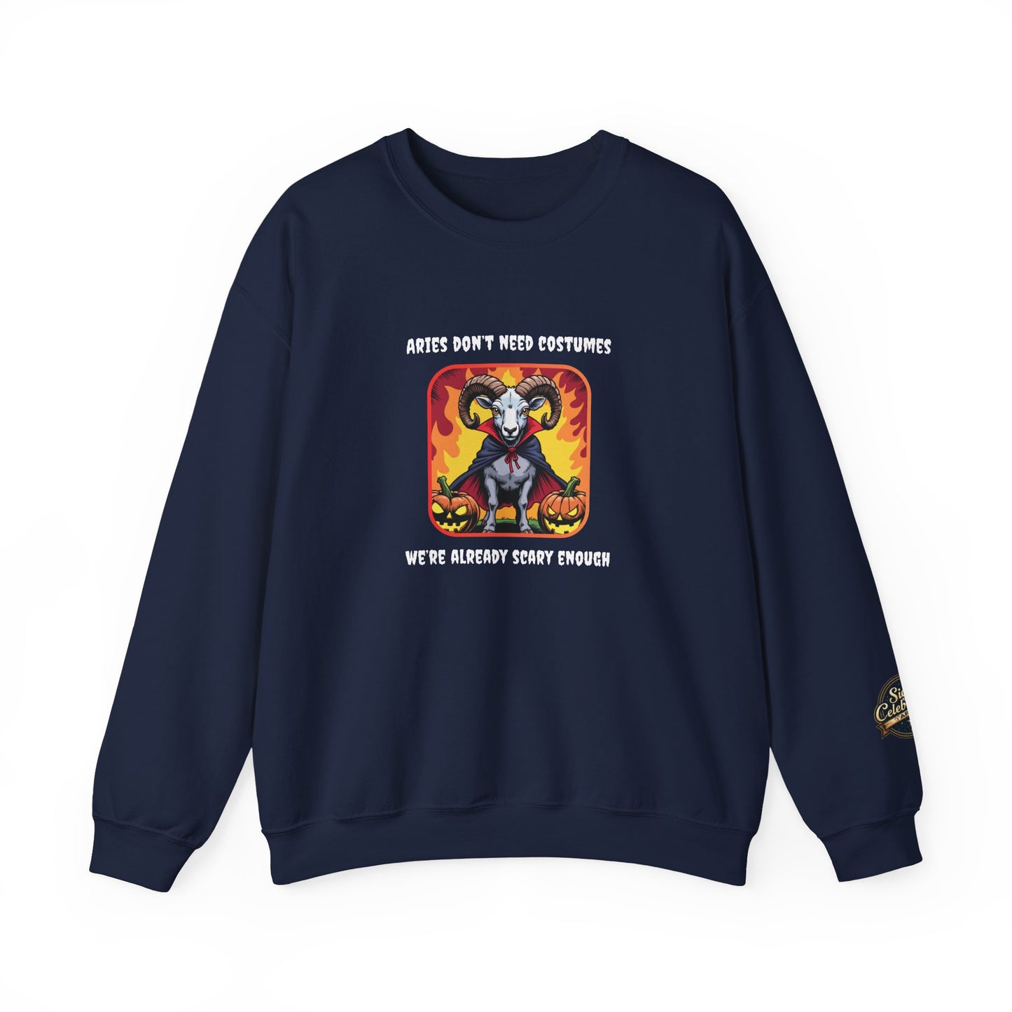 Halloween Aries-Inspired Crewneck Sweatshirt for Men - Perfect for Spooky Season, Aries Gift , Zodiac Gifts, Comfortable Style