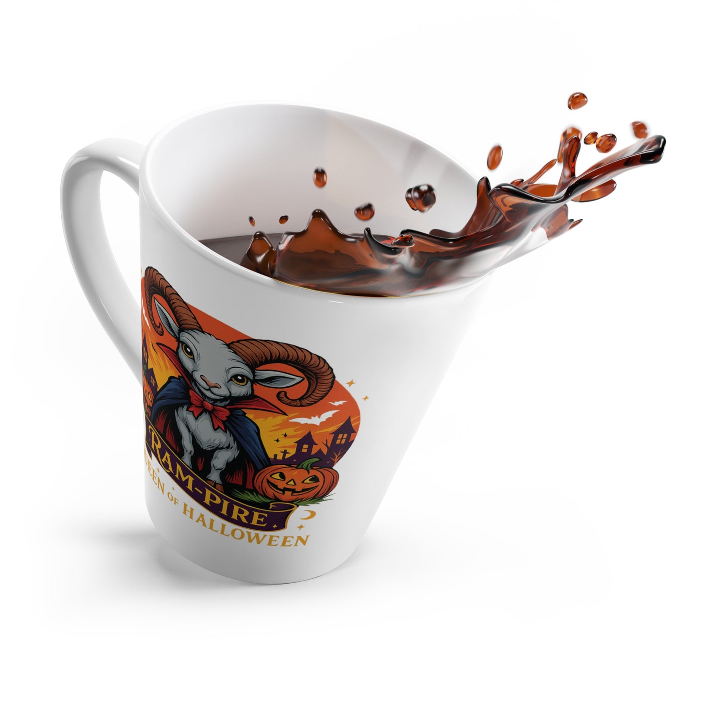Halloween-Themed Aries Latte Mug - Cozy Fall Latte Cup, Cute Coffee Cup, Halloween Gift for Aries, Halloween Decor, Zodiac Inspired