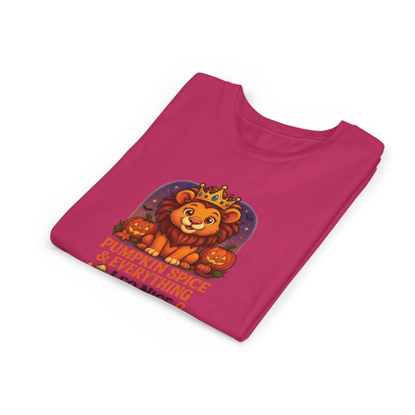 Leo Halloween Themed Youth Tee, Pumpkin Spice Leo Design, Kids Halloween Shirt, Trick or Treat T-Shirt, Halloween Tee, Zodiac Gift for her