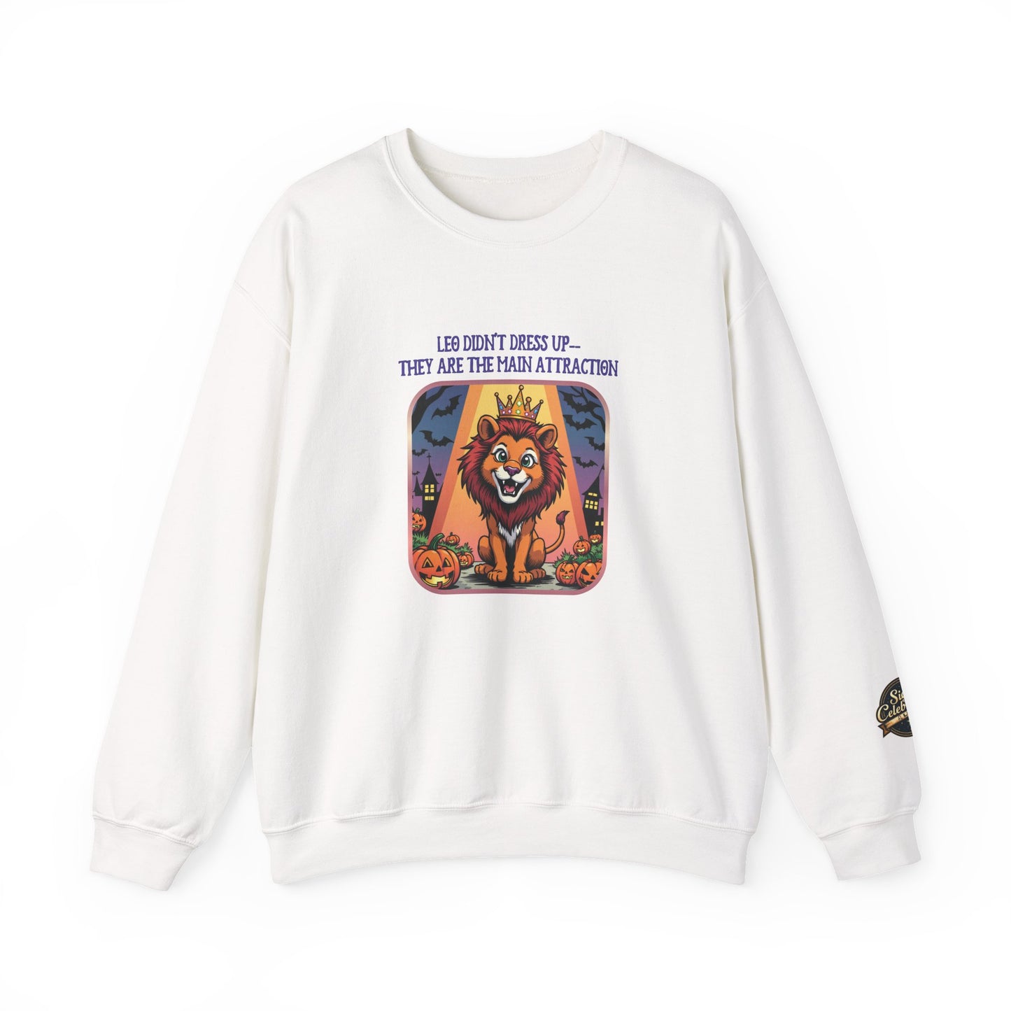 Leo Halloween Inspired Ladies Crewneck Sweatshirt, Cozy Astrology Gift, Halloween Apparel, Zodiac Inspired Clothing