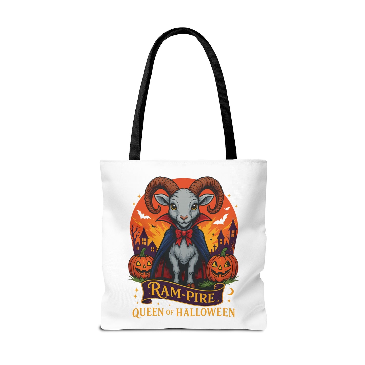 Aries Halloween Ram-Pire Queen Tote Bag, Spooky Aries Tote, Halloween Party Accessory, Gift for Aries, Halloween Decor