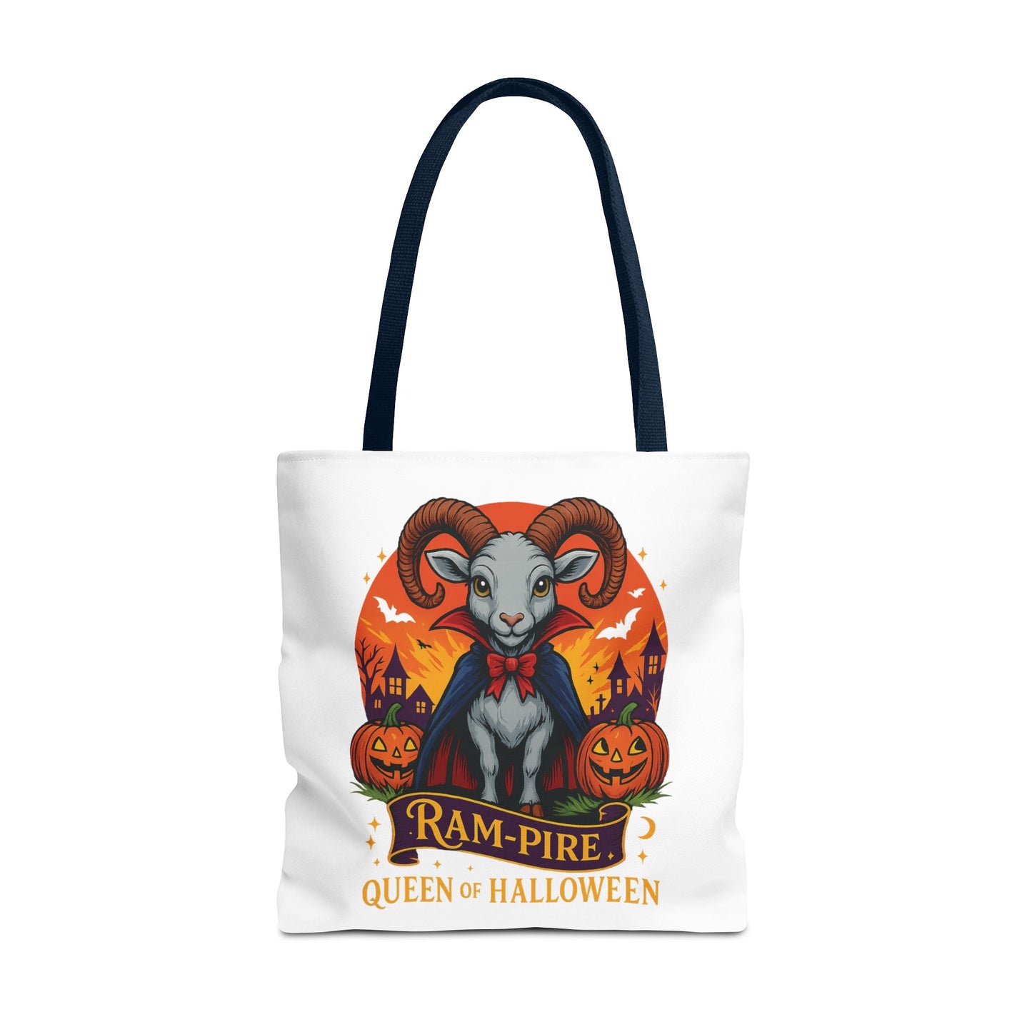 Aries Halloween Ram-Pire Queen Tote Bag, Spooky Aries Tote, Halloween Party Accessory, Gift for Aries, Halloween Decor