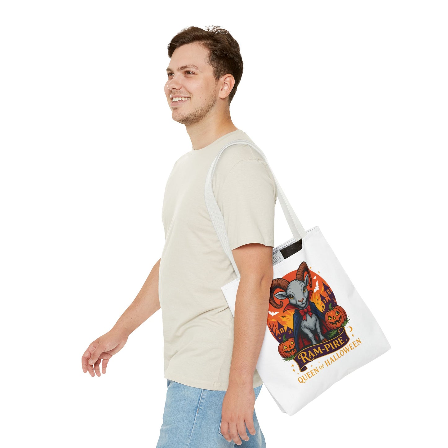 Aries Halloween Ram-Pire Queen Tote Bag, Spooky Aries Tote, Halloween Party Accessory, Gift for Aries, Halloween Decor