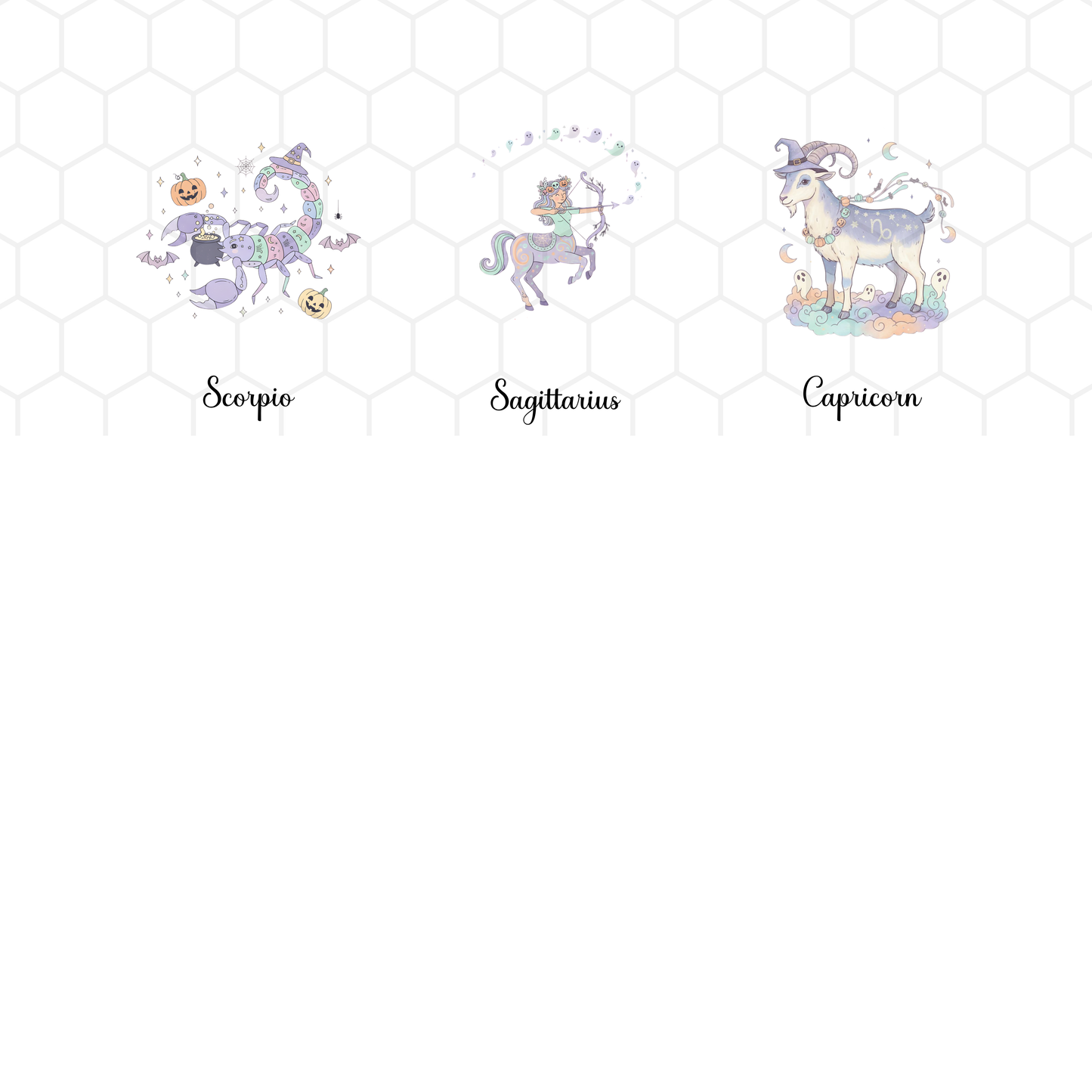 Zodiac Halloween Pastel Colored Clipart Bundle | 12 PNGs | Cute Zodiac Signs | Halloween Art for Crafts & Sublimation | Digital Download