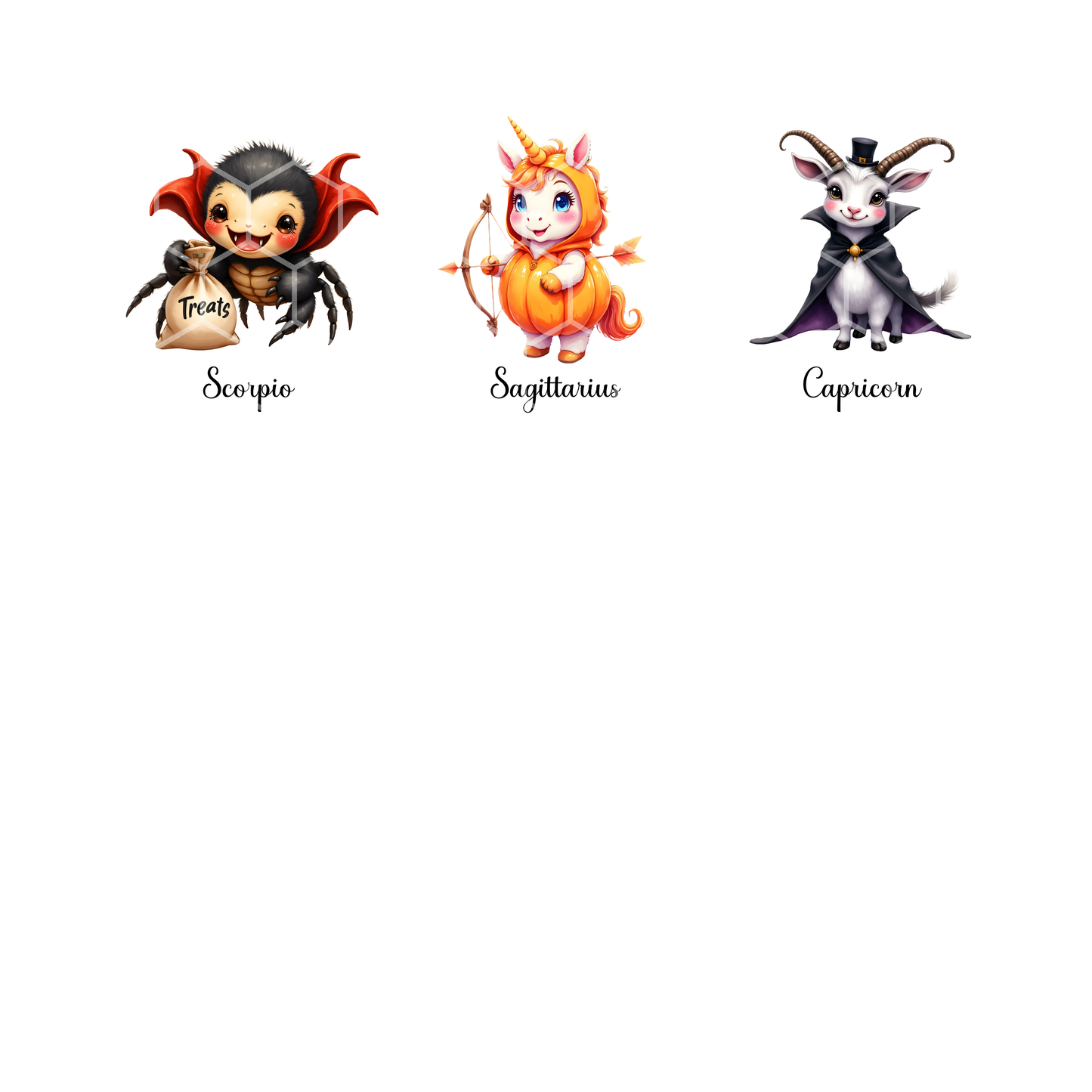 Zodiac Halloween Clipart Bundle | 12 Horoscope PNGs | Cute Zodiac Signs Digital Download | Astrology Halloween Art for Crafts & Sublimation