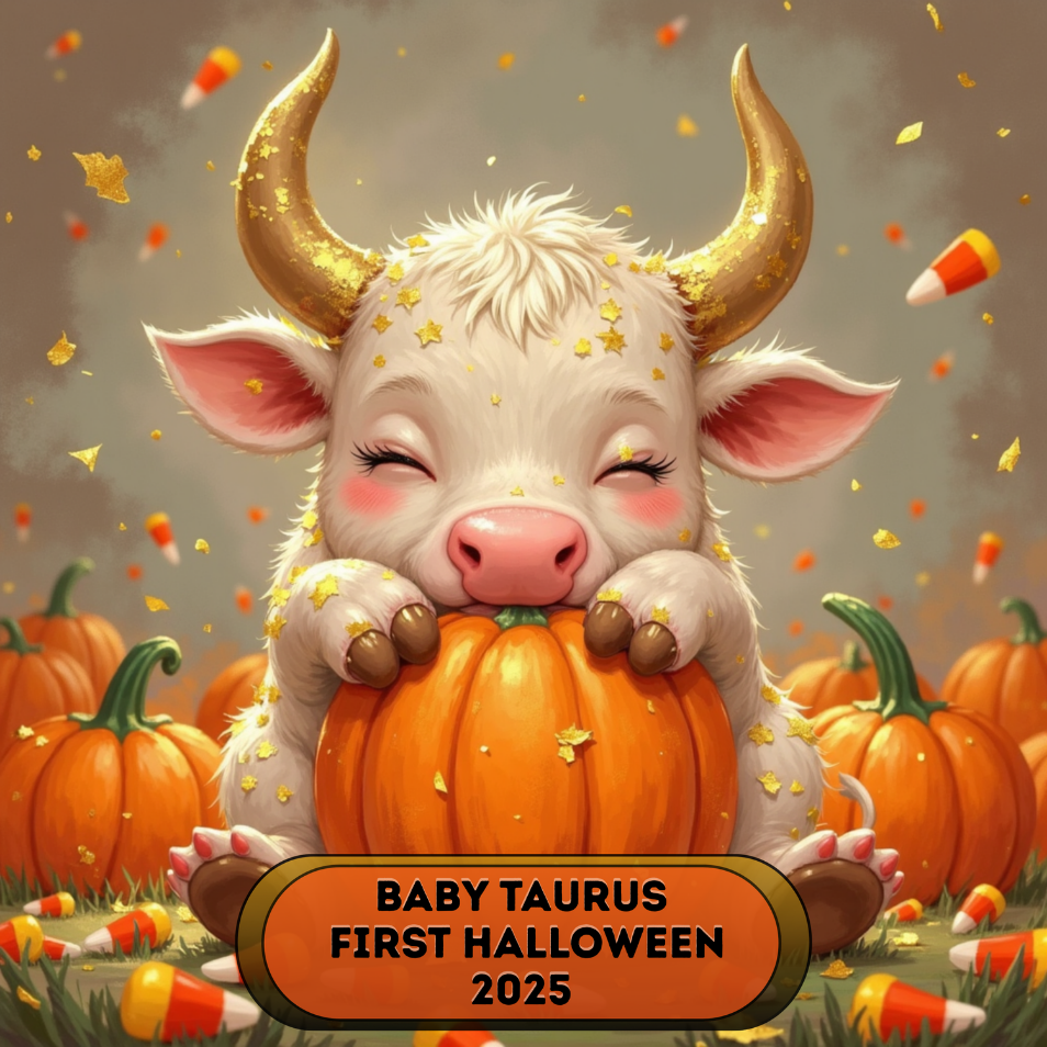 Baby Taurus 2025 Halloween Round Ceramic Ornament