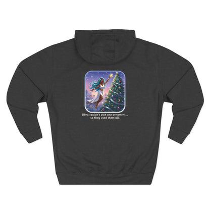 Libra Christmas-Themed Three Panel Fleece Hoodie for Her