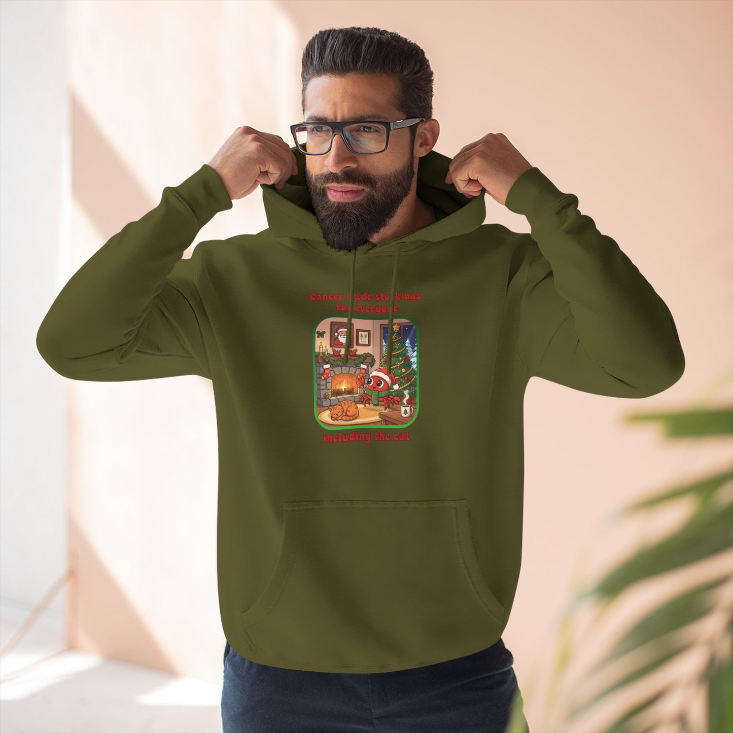 Cancer Christmas-Themed Three Panel Fleece Hoodie
