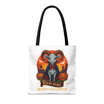 Aries Halloween Ram-Pire Queen Tote Bag, Spooky Aries Tote, Halloween Party Accessory, Gift for Aries,  Halloween Decor