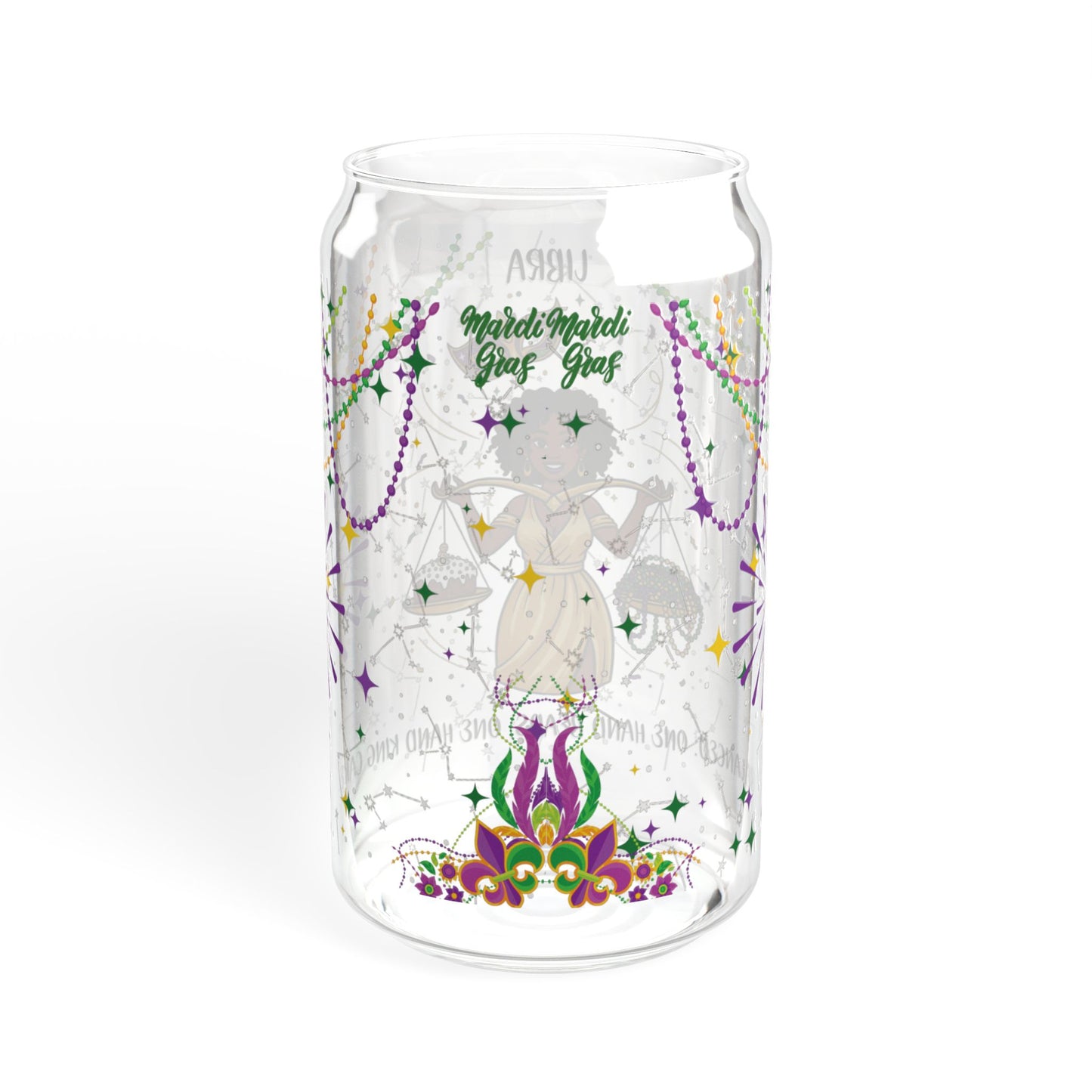 Libra Sipper Glass 16oz - Mardi Gras Design