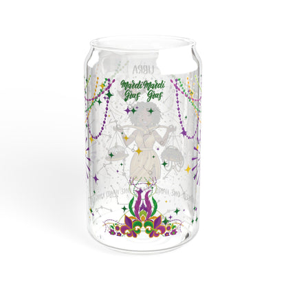 Libra Sipper Glass 16oz - Mardi Gras Design