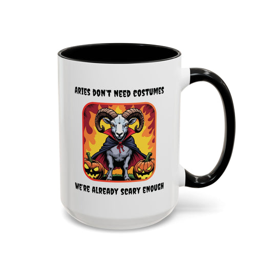 Halloween-Themed Aries Coffee Mug - Fun Zodiac Mug, Aries Gift, Halloween Decor, Unique Drinkware, Funny Coffee Cup